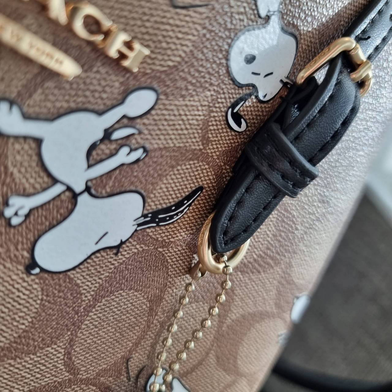 OUTLET 】COACH C4250 MOLLIE TOTE 25 IN SIGNATURE CANVAS WITH SNOOPY ใหม่ล่าสุด ยังไม่เข้าไทย!! กับรุ่นสุดฮอต ในดีไซน์คอลเลคชั่นใหม่ที่แรงไม่แพ้กัน!! กระเป๋าโท้ทไซส์เล็กตกแต่งลายสนูปพี ที่ใครๆก็หลงรักอย่างท่วมท้น น่ารักน่าใช้มากๆ วัสดุหนังแคนวาสเคลือบลาย ภา