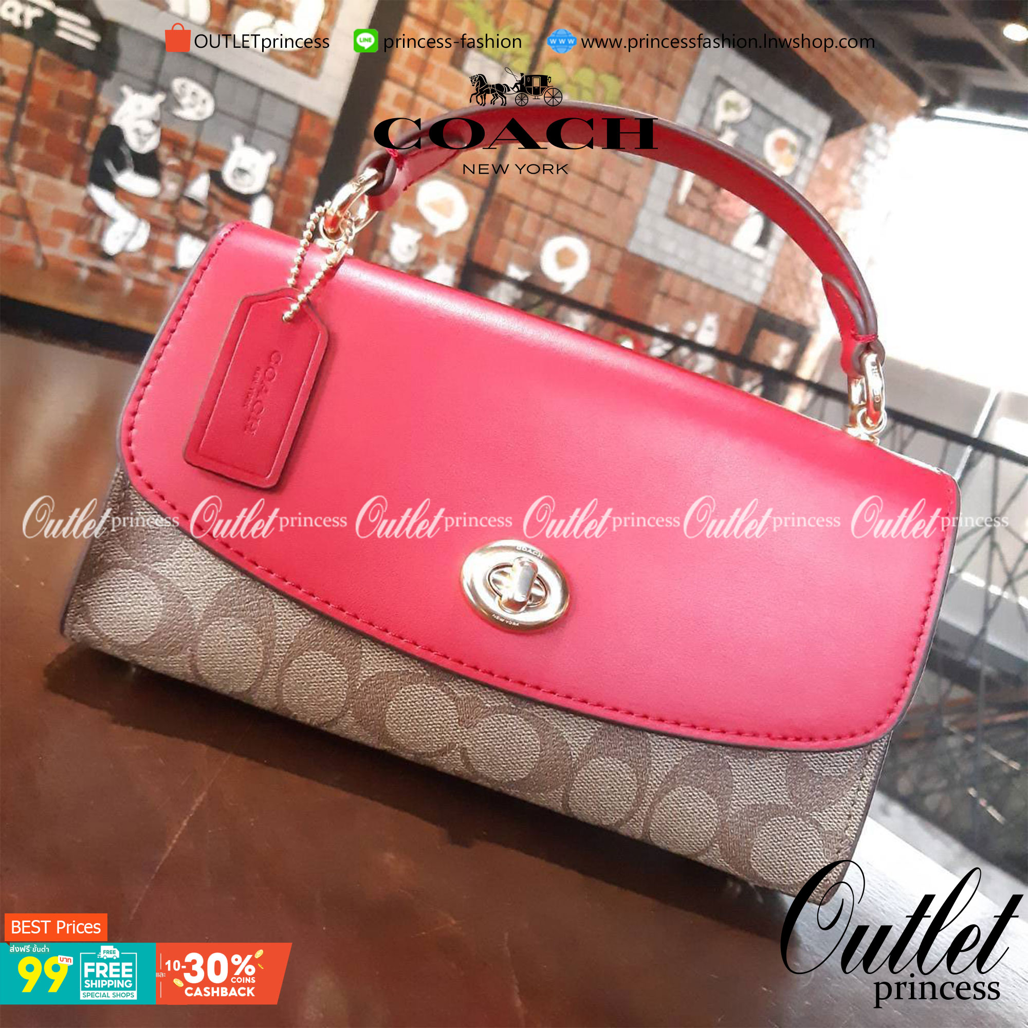 COACH TILLY SATCHEL 23 IN SIGNATURE CANVAS ((C1802//C1439/C1435)) กระเป๋า crossbody สวยหรู ขนาดใหม่ พร้อมสีมาใหม่!! ดีไซน์ย้อนยุค วัสดุหนังแคนวาสเคลือบลายสลับหนังแท้ มาพร้อมหูจับในตัว และสาย crossbody ปรับได้ตามตัว เปิด-ปิดด้วยตัวบิดล็อค ภายในโล่ง บุกำมะห