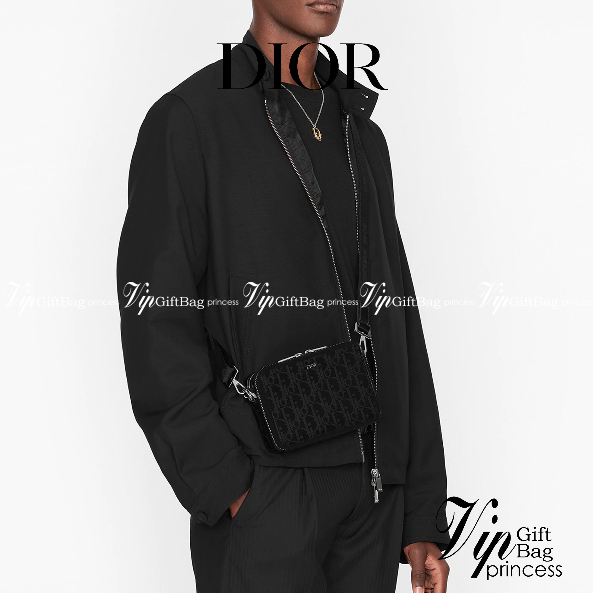 หนังแท้ CHRISTIAN DIOR BLACK GRAINED CALFSKIN POUCH WITH SHOULDER STRAP BAG พร้อมส่งที่ไทย เกรดออริจินอลหนังแท้ทั้งใบ ภาพสินค้าถ่ายจากงานขายจริง ใช้งานต่างประเทศได้