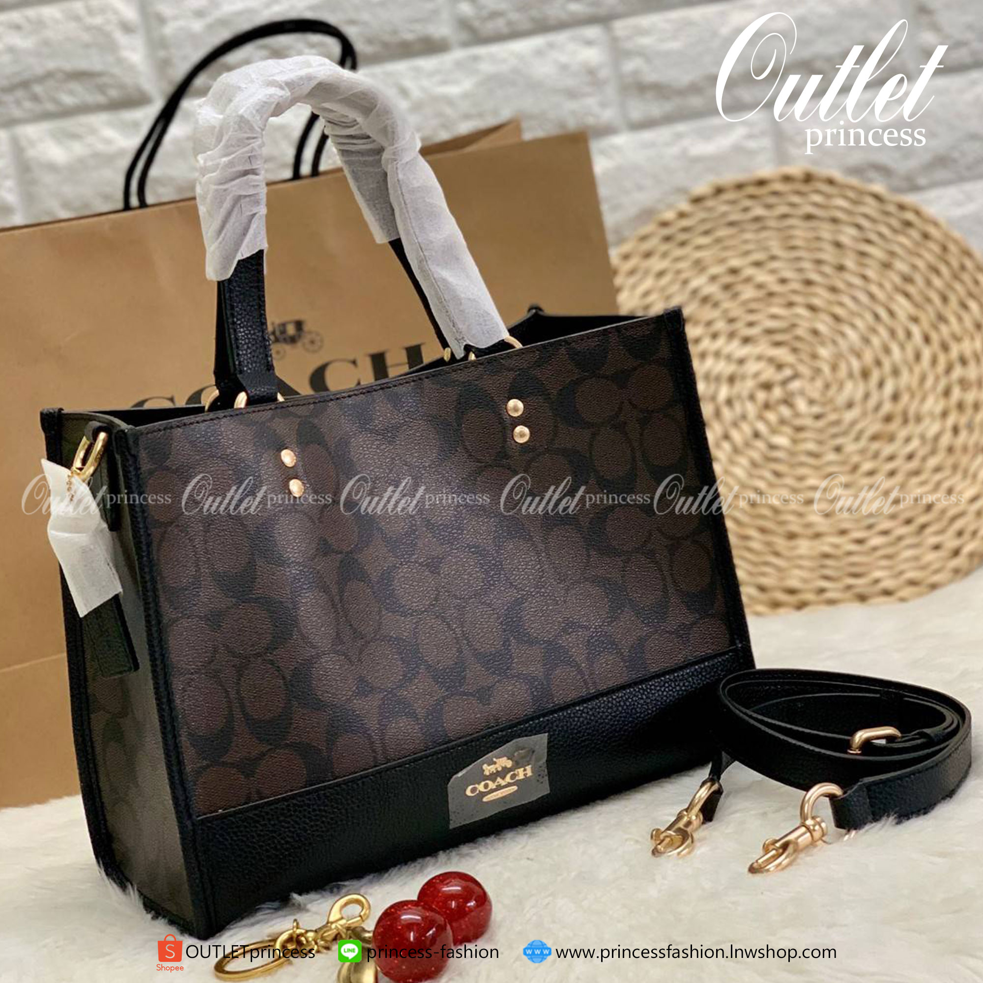 ของแท้ 100% COACH DEMPSEY CARRYALL IN SIGNATURE CANVAS ((1955)) น้ำตาลเข้ม