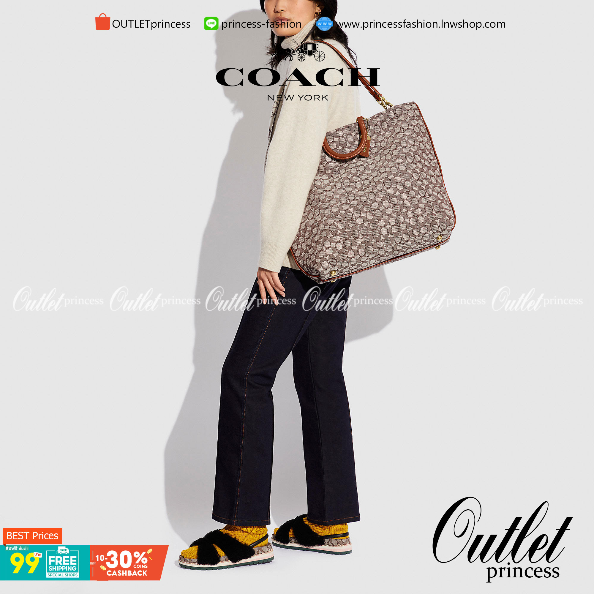 คอลเลคชั่นนี้ เด็ดมากๆ🌺😎//>>COACH ROGUE TOTE IN SIGNATURE TEXTILE JACQUARD(COACH C6161)🍁กระเป๋าทรงTOTE ใบใหญ่ จุของได้สะใจสุดๆ จะถือ หรือสะพายได้ตามดีไซน์การใช้งาน มีสายสะพายยาวให้ 2 เส้น แบบสะพายคู่//วัสดุ JACQUARD ตัดขอบหน้