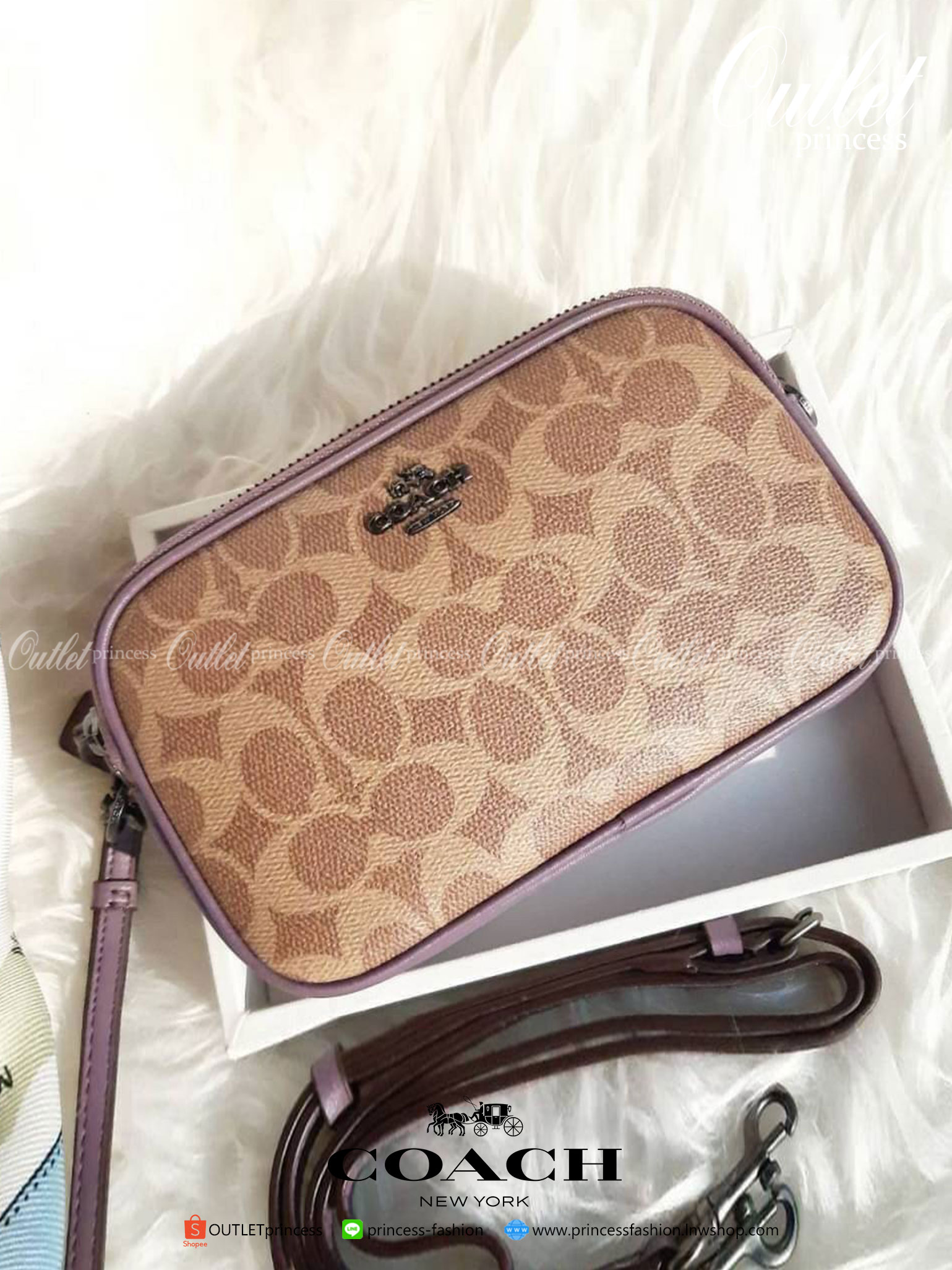 ของแท้ COACH 31542 SADIE CROSSBODY CLUTCH IN COLORBLOCK SIGNATURE CANVAS