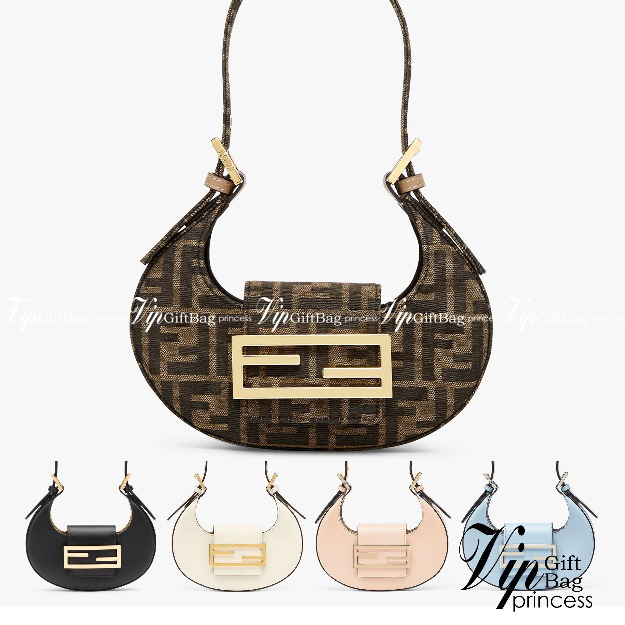 Fendi Cookie mini hobo bag / Fendi Mini Cookie FF fabric mini bag คอลใหม่ล่าสุด น้องเล็กกะทัดรัด อะไหล่ทองสวยหรูไฮโซ งานคุณภาพเน้นๆ งานเป๊ะปังมากปั้มทุกจุด กระเป๋าสะพายไหล่แบรนด์หรู น่ารักมากค่ะ