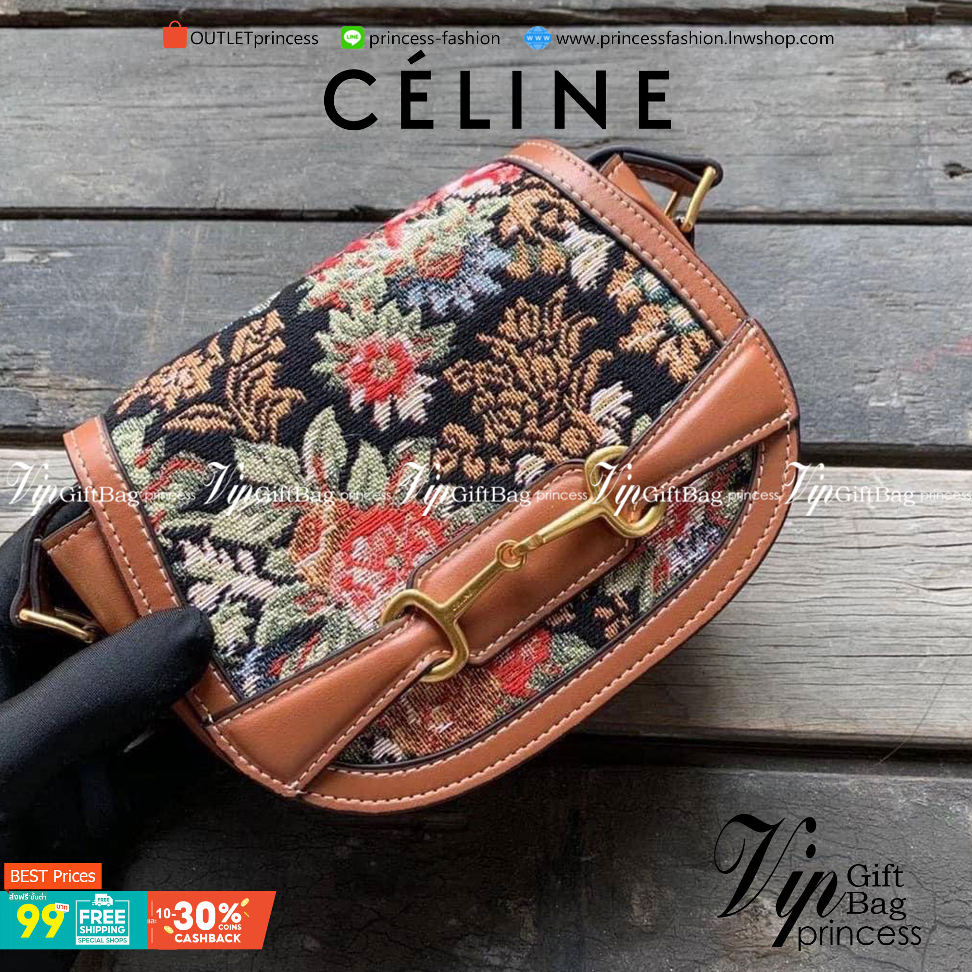 VIP 】หนังแท้ CELINE CROSSBODY BAG CELINE CRECY IN MAILLOM TRIOMPHE JACQUARD AND CAFTSKIN BAG กระเป๋าสะพายทรงสวยหรูอยู่ทรงเปิดปิดด้วยฝาปิดกระดุมโลโก้แบรนด์ ภายในโล่ง ขนาดกะทัดรัด น่ารัก สายสะพายหนังยาวปรับระดับได้จะสะพายไหล่หรือ CROSSBODY ก็ดูดี ตัวจริงสวย