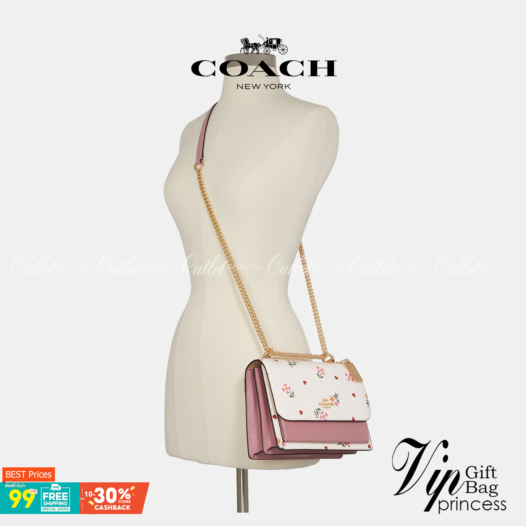 COACH C7596 KLARE CROSSBODY WITH HEART PETAL PRINT หนึ่งคอลเลคชั่นที่ฮิตไม่หยุดยั้ง!! ขายดิบขายดีทุกดีไซน์ รอบนี้มาตอบโจทย์สายหวาน ใหม่ล่าสุด น้องน่ารักม้ากกกก!! กับกระเป๋าสะพายข้าง โทนสีละมุนลูกคุณ!! คือดี!! เพิ่มลูกเล่นช่อดอกไม้หัวใจ ให้มีสีสัน สายสะพาย