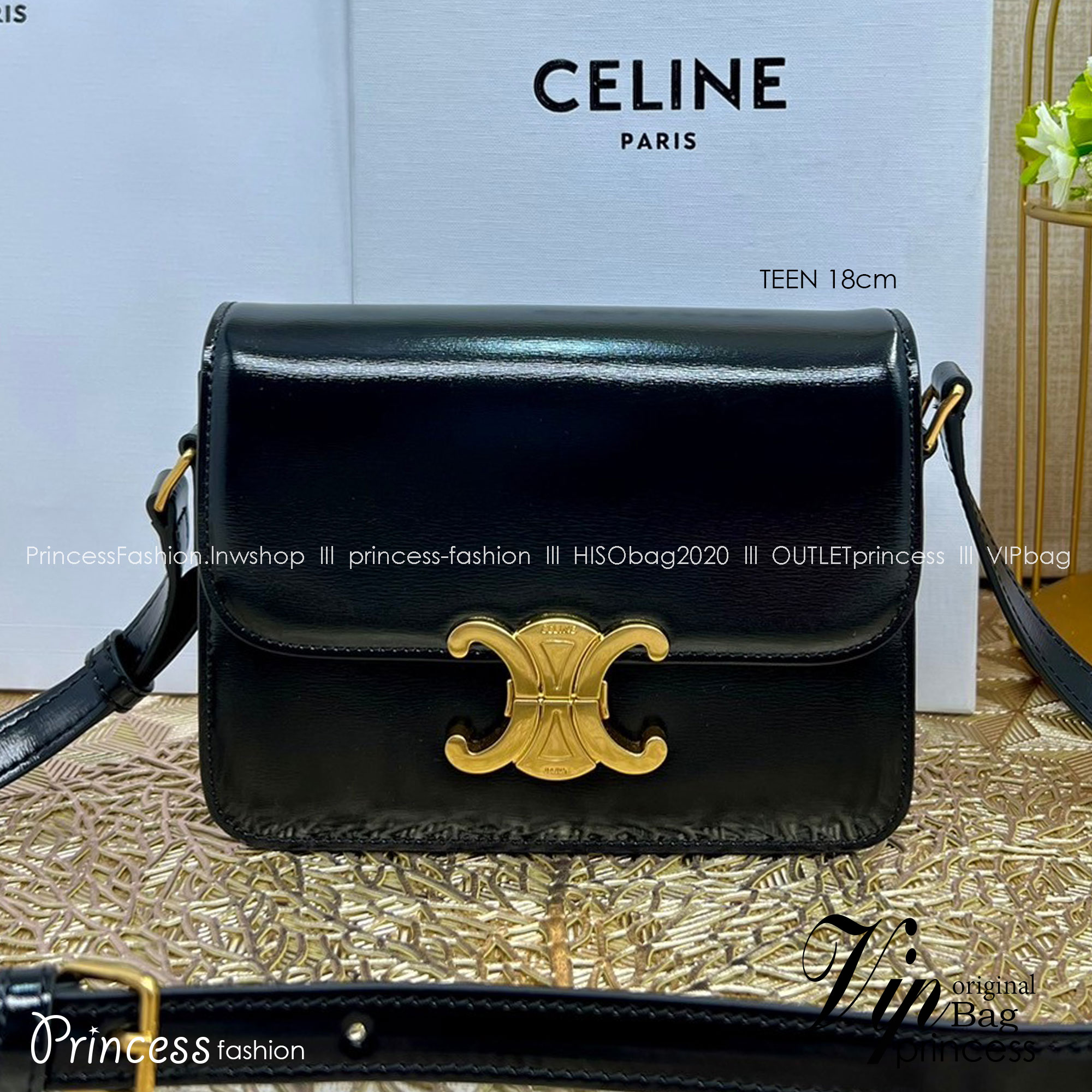 TEEN 18cm : CELINE TEEN TRIOMPHE BAG IN SHINY CALFSKIN / Celine Triomphe Bag / Celine Bag พร้อมส่ง 7 สี เกรดออริ 1:1 กระเป๋าแบรนด์หรูที่ควรมีแห่งปี รูปทรงสี่เหลี่ยมรุ่นฮอตฮิตของเหล่าดาราและเซเลบทั้งหลาย ดีไซต์เรียบหรู