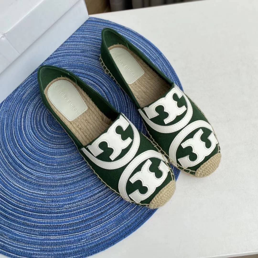 Tory Burch Espadrilles / Tory burch Poppy Espadrille Canvas / TORY BURCH SHOES เกรดออริจินอล พร้อมส่ง ภาพถ่ายจากสินค้าจริง ใช้งานต่างประเทศได้