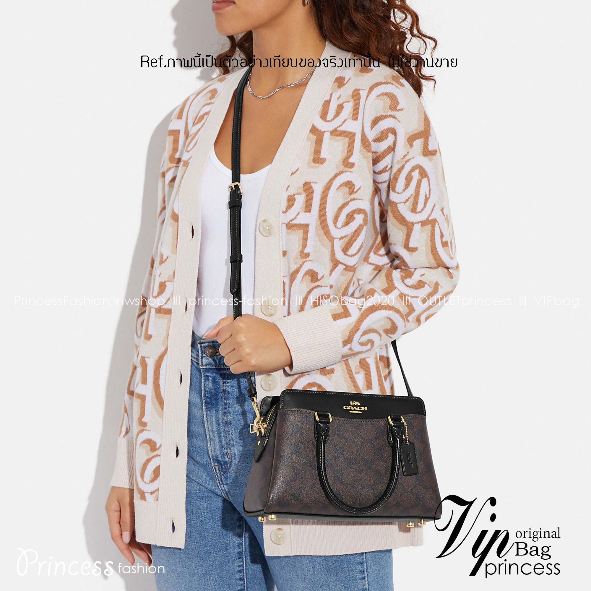 COACH MINI DARCIE CARRYALL IN SIGNATURE CANVAS CH174 พร้อมส่ง กระเป๋าสะพายทรงถัง ไซส์มินิ ดีไซน์ออกมาดูหรูมาก สวย คลาสสิค มาพร้อมสายสะพายข้างและหูหิ้วในตัว