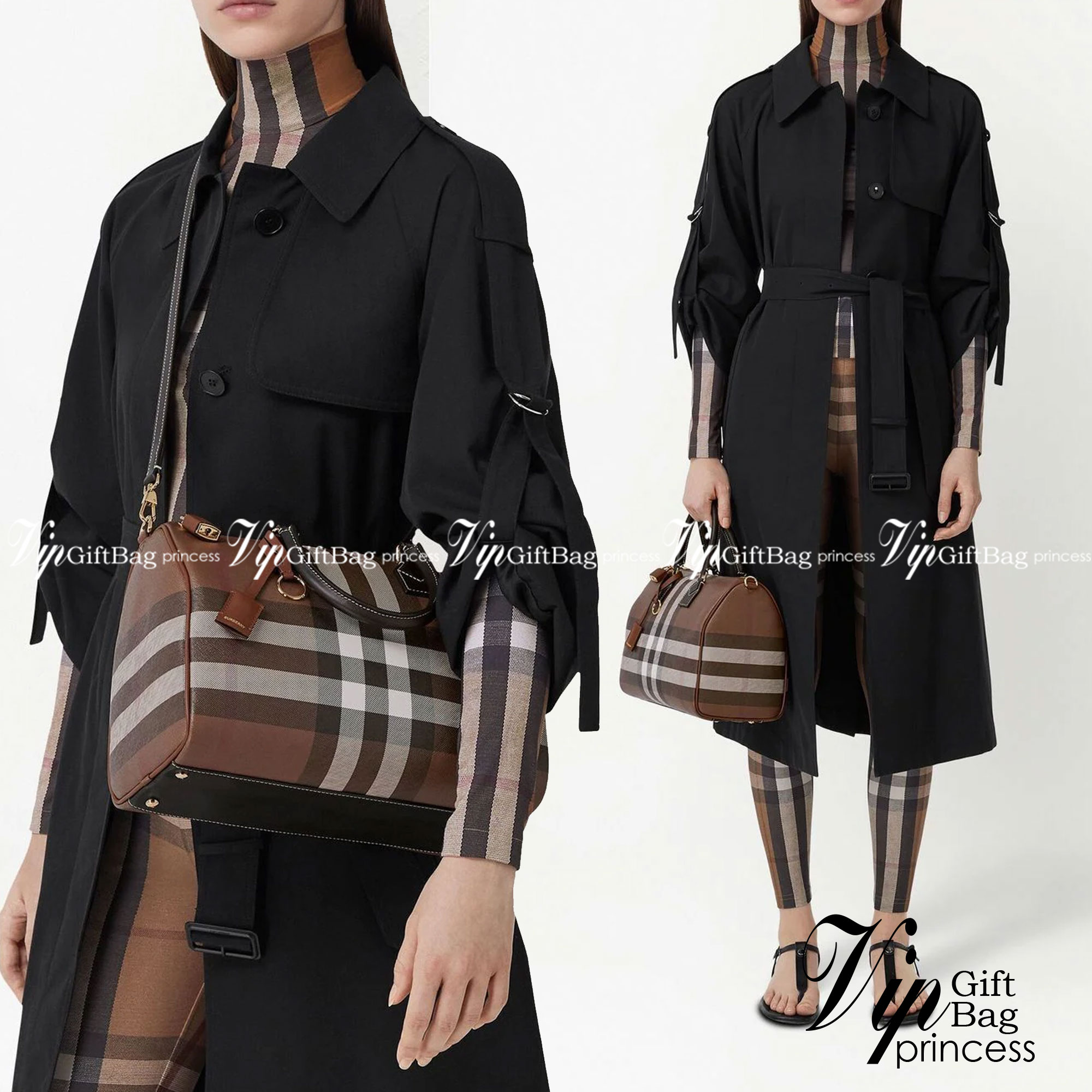 Burberry medium check bowling bag 12" / Burberry Coated fabric boston bag / BURBERRY FRAGRANCES VINTAGE BOWLING BAG กระเป๋าสะพายใบใหญ่ จุของได้เยอะ ลายวินเทจ โทนสีใช้งานง่าย Vintage Signature สวยหรูสุดคลาสสิค