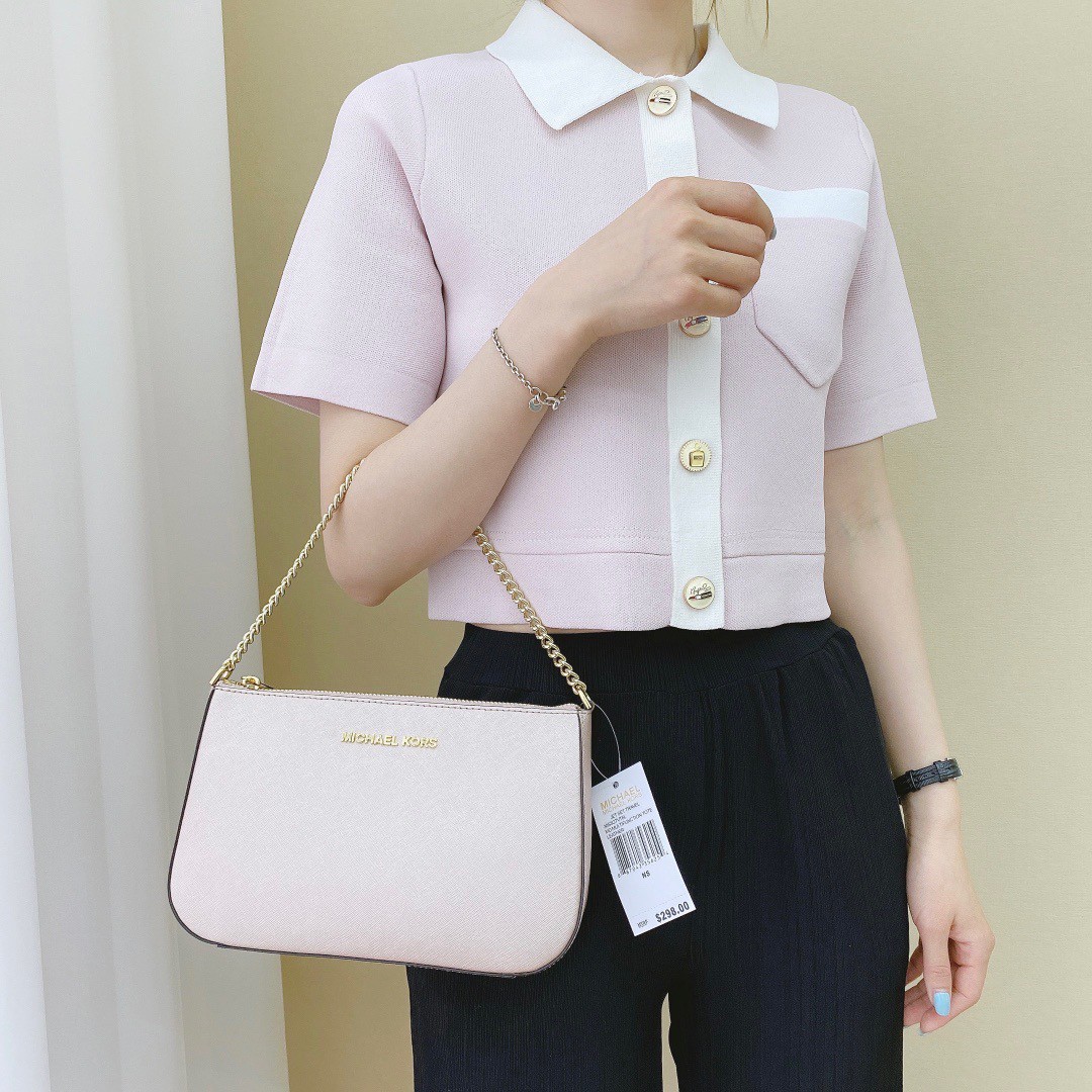 MICHEAL KORS SAFFIANO CROSSBODY BAG / MK Chain Pouchette Bag พร้อมส่ง 4 สี กระเป๋าสะพายข้าง ทรงสวย วัสดุหนัง SAFFIANO คุณภาพดี สวยอยู่ทรงแข็ง