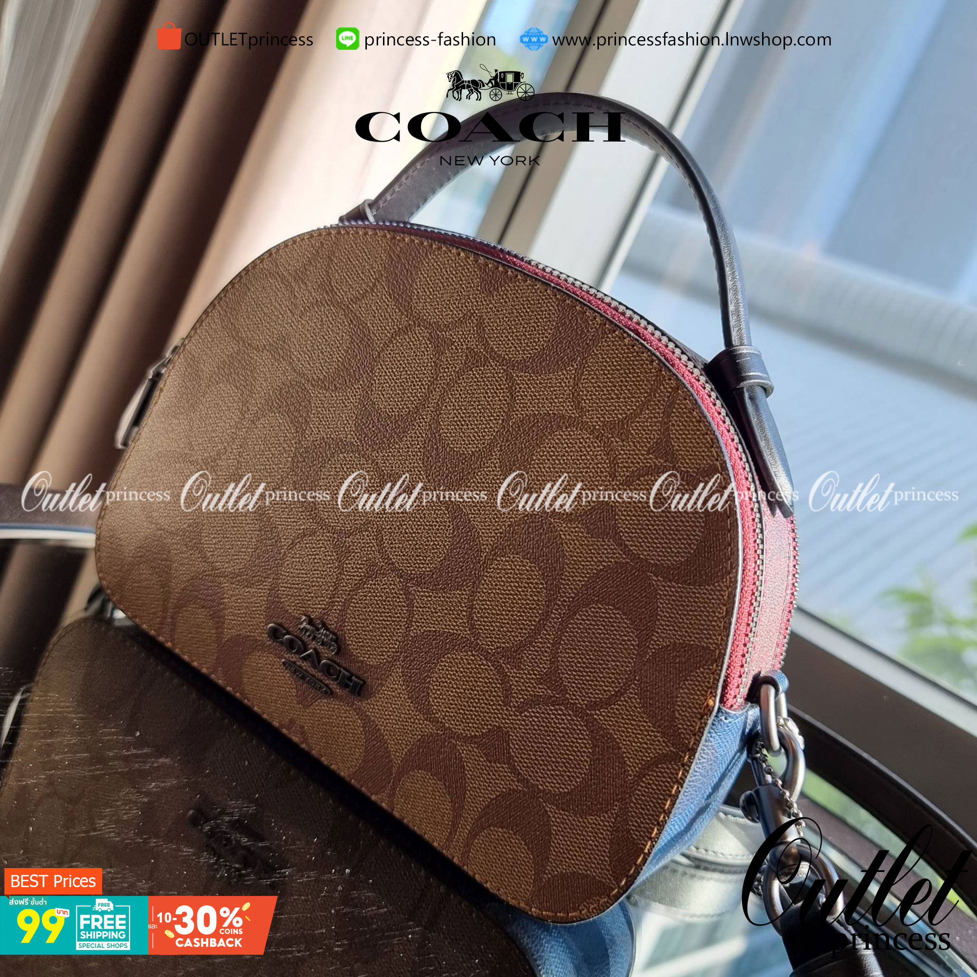 OUTLET 】COACH 1591 SERENA SATCHEL IN SIGNATURE CANVAS กระเป๋าสะพายคอลเลคชั่นยอดฮิต ดีไซน์ลุคผู้ดี ต้องยกให้น้องใบนี้เลย!! จัดสีขายดี สีลุคคุณหนูมาให้ สวยตาแตก!! วัสดุหนังแคนวาส เปิด-ปิดด้วยซิป 2 ช่องหลัก ภายในเป็นช่องโล่ง เก็บของได้แบบสบายๆ ใส่มือถือได้ทุ