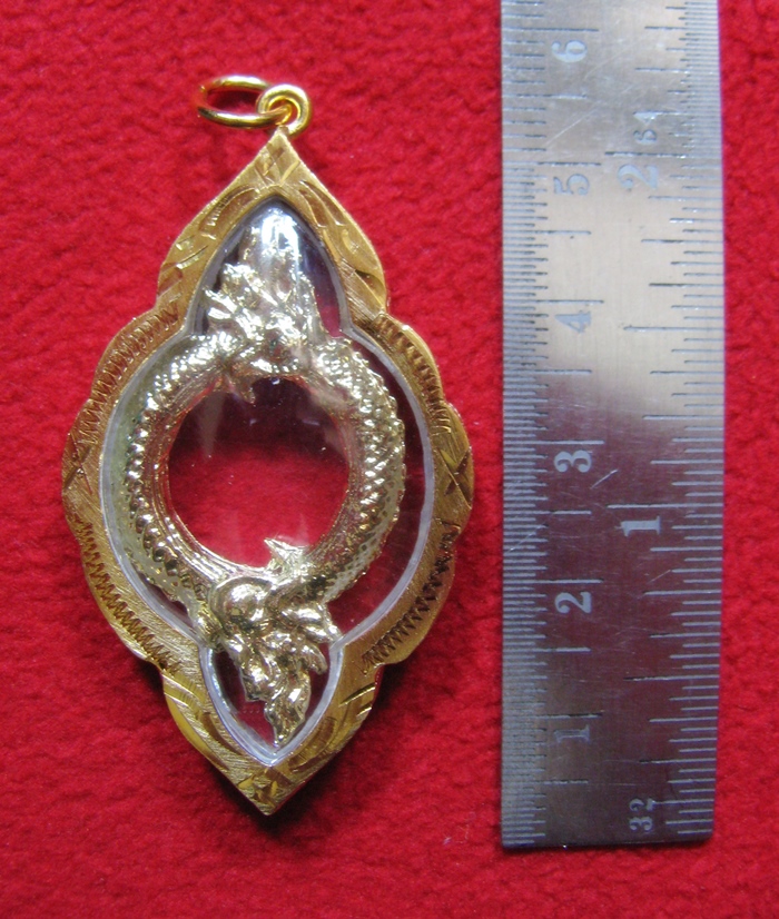 สินค้าหมดค่ะ จี้บ่วงนาคบาศ2เศียรเนื้อทองเลี่ยมทองไมครอนพร้อมใบคาถาค่ะ