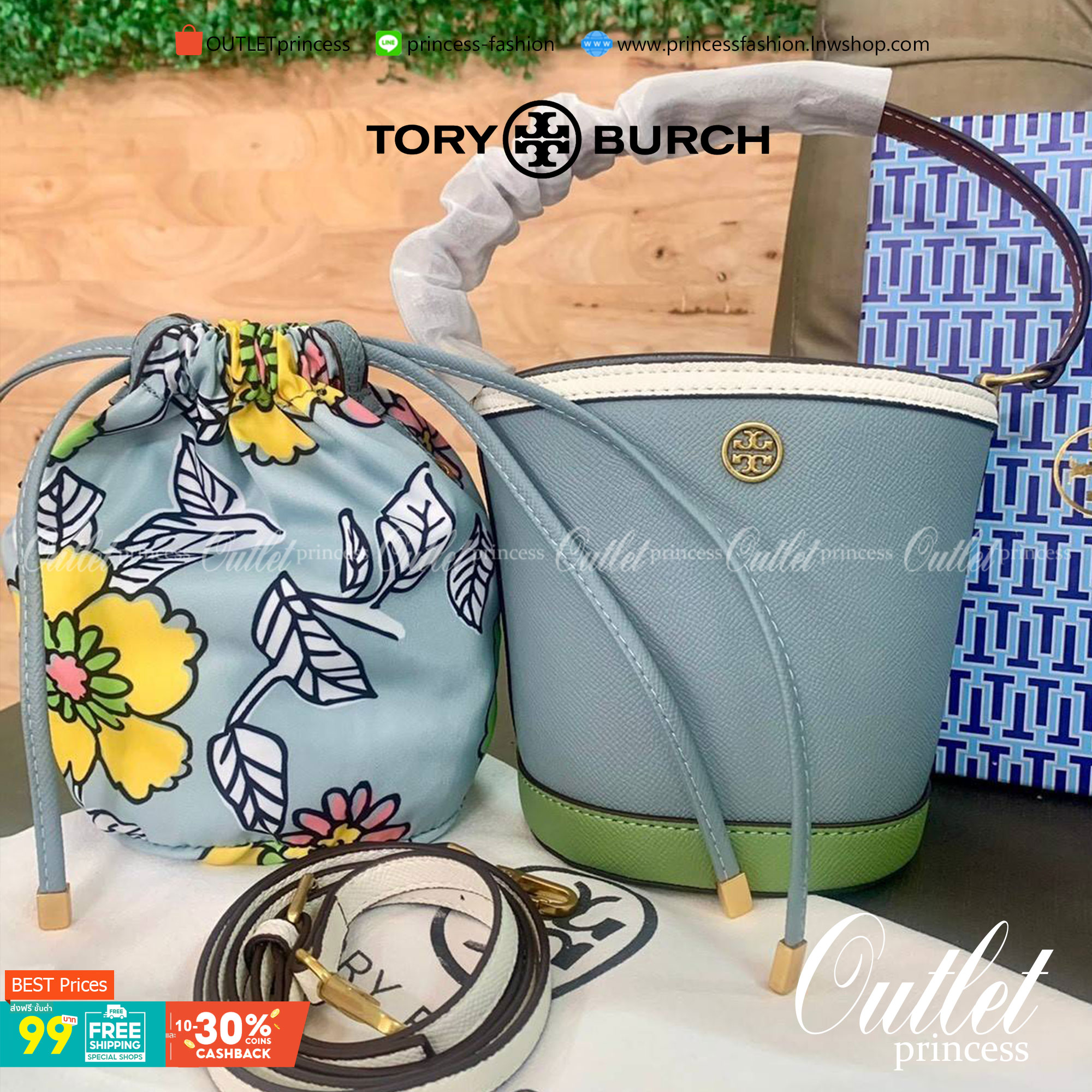 Tory Burch Robinson mini bucket bag กระเป๋าถือและสะพาย Crossbody ทรงถังสวยสุดฮิต เป็นรูปทรงใหม่ มาแรงที่สุดในตอนนี้!! ประดับโลโก้ด้านหน้า สวยโดดเด่นไม่เหมือนใคร วัสดุหนังวัวแท้ หนังสวย น้ำหนักเบา ตั้งอยู่ทรง ด้านในมีกระเป๋าผ้าลายแบรนด์ สามารถถอดออกได้ ภาย