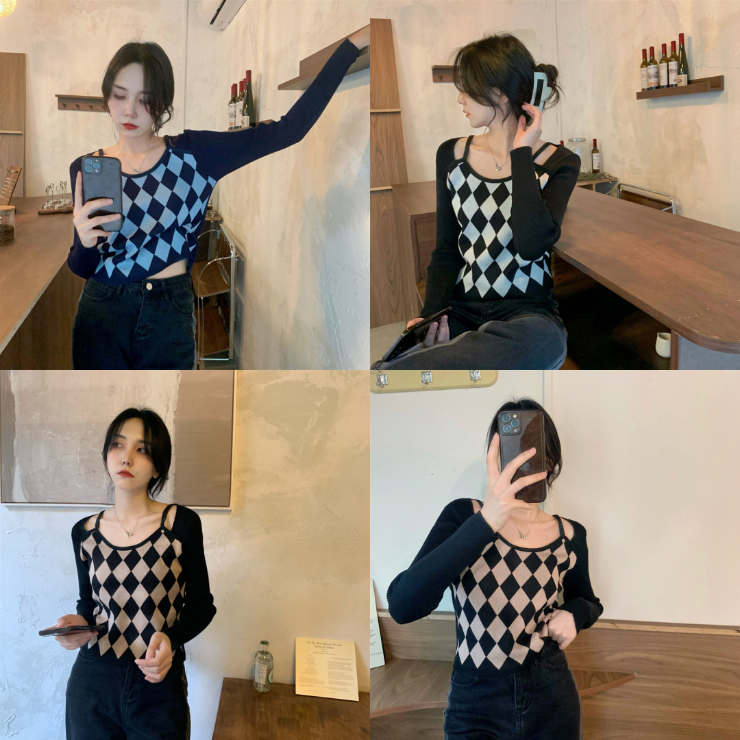 พร้อมส่ง 🌳🚀 Kinkin tops เสื้อแขนยาวแต่งลายสวย (IN36297)