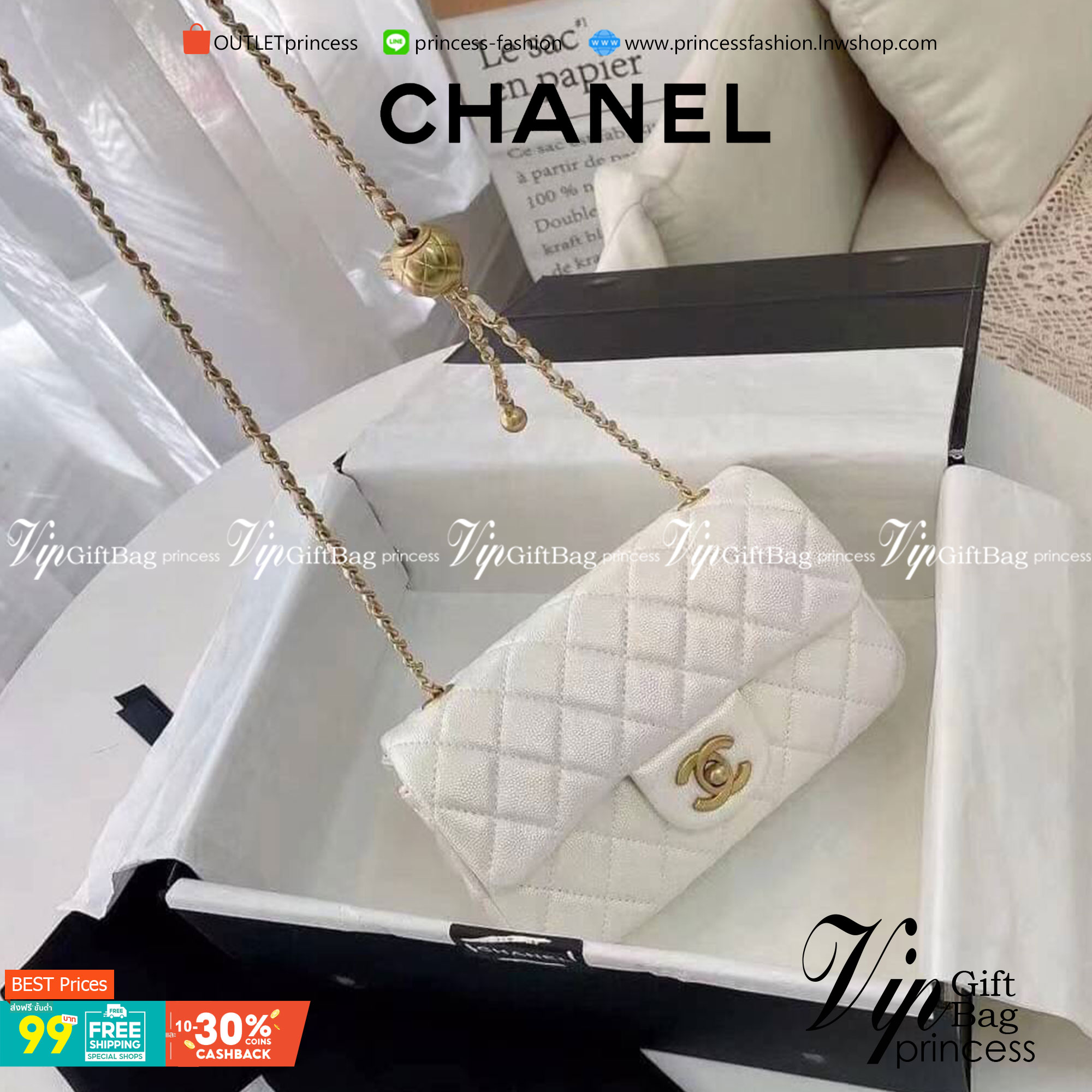 CHANEL MINI FLAP BAG CAVIAR Leather GOLD tone hardware พร้อมส่ง 5 สี