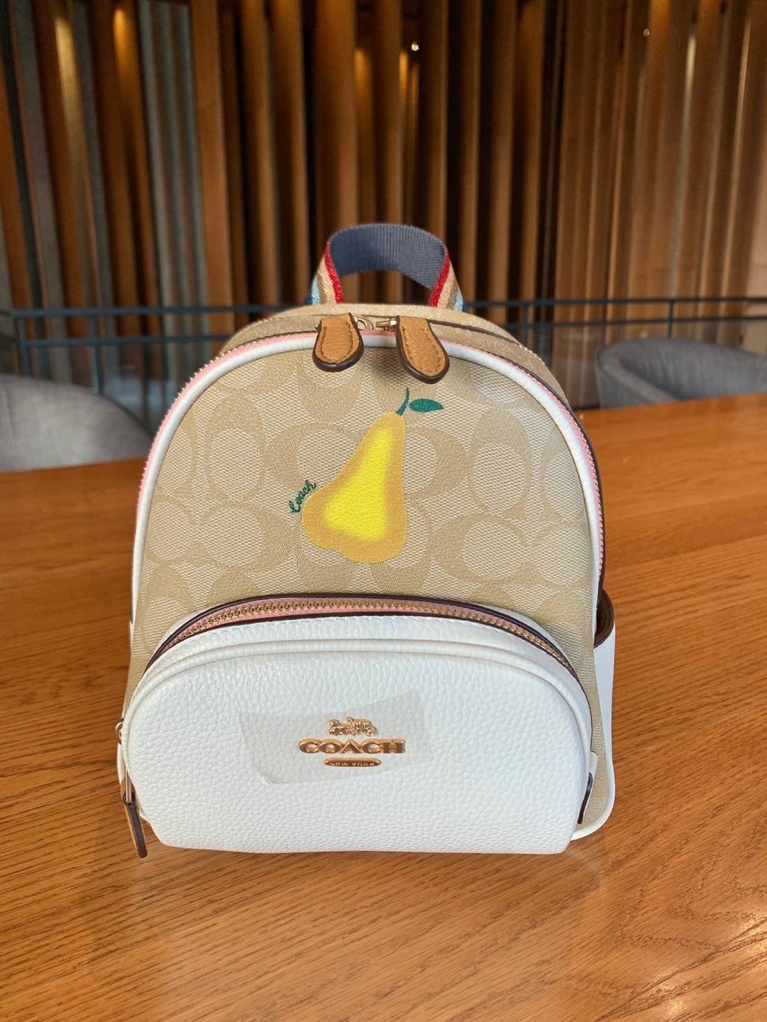 COACH MINI COURT BACKPACK IN SIGNATURE WITH PEAR ((c8258)) 🌈สวยกันก่อนใคร วางน้องไม่ลงเลยจริงๆค่าา😍 พร้อมส่ง! กับกระเป๋าสะพายหลังแบบมีหูหิ้วในตัว บอกก่อนเลยว่าหนังของน้องทั้งนิ่ม ทั้งสวย อย่างดีเลยค่ะ