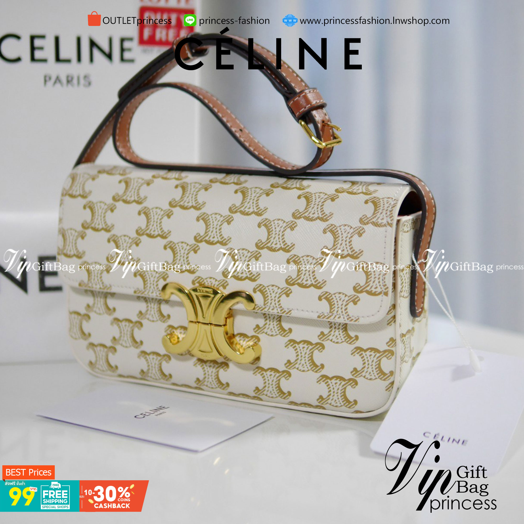 พร้อมส่งที่ไทยแล้วกับ CELINE TRIOMPHE SHOULDER BAG หนังทั้งใบลายสวยหรู ด้านในเปิดด้วยด้วยที่บีบโลโก้อะไหล่ทอง จุของได้กำลังดี ใส่โทรศัพท์ กระเป๋าสตางค์ใบสั้น ของจุกจิกได้ เหมาะกับสาวๆในวัน