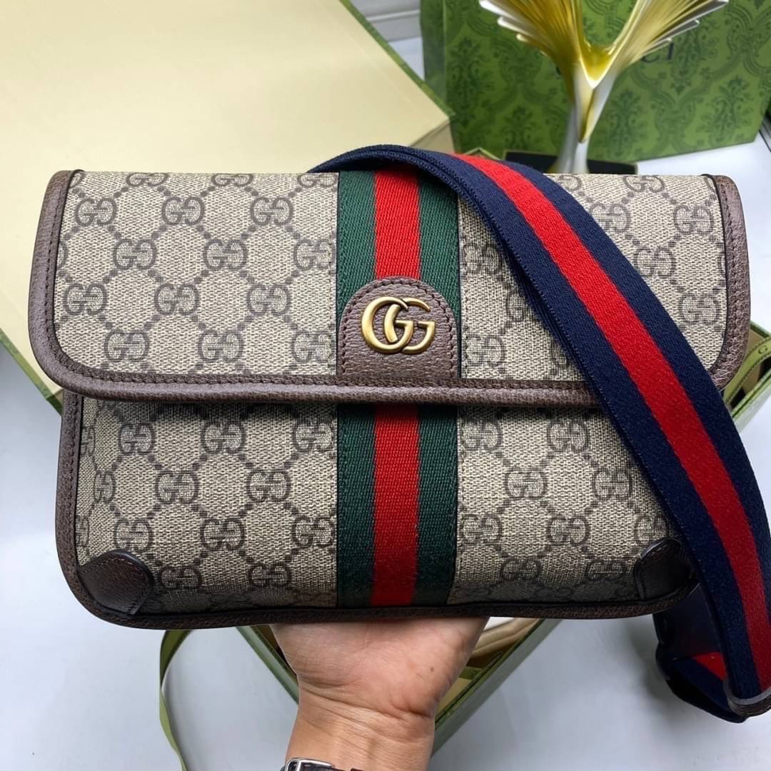GUCCI Ophidia GG small belt bag / Gucci Belt Bag กระเป๋าคาดอก คาดเอว หนังแท้ผสมแคนวาส หล่อ สวย เท่ คูลๆ ควรมีเข้ากับทุกชุด ใช้ได้ตลอดกาล ไม่ตกยุค เกรดออริ 1:1 สลับแท้ ใช้งานต่างประเทศได้