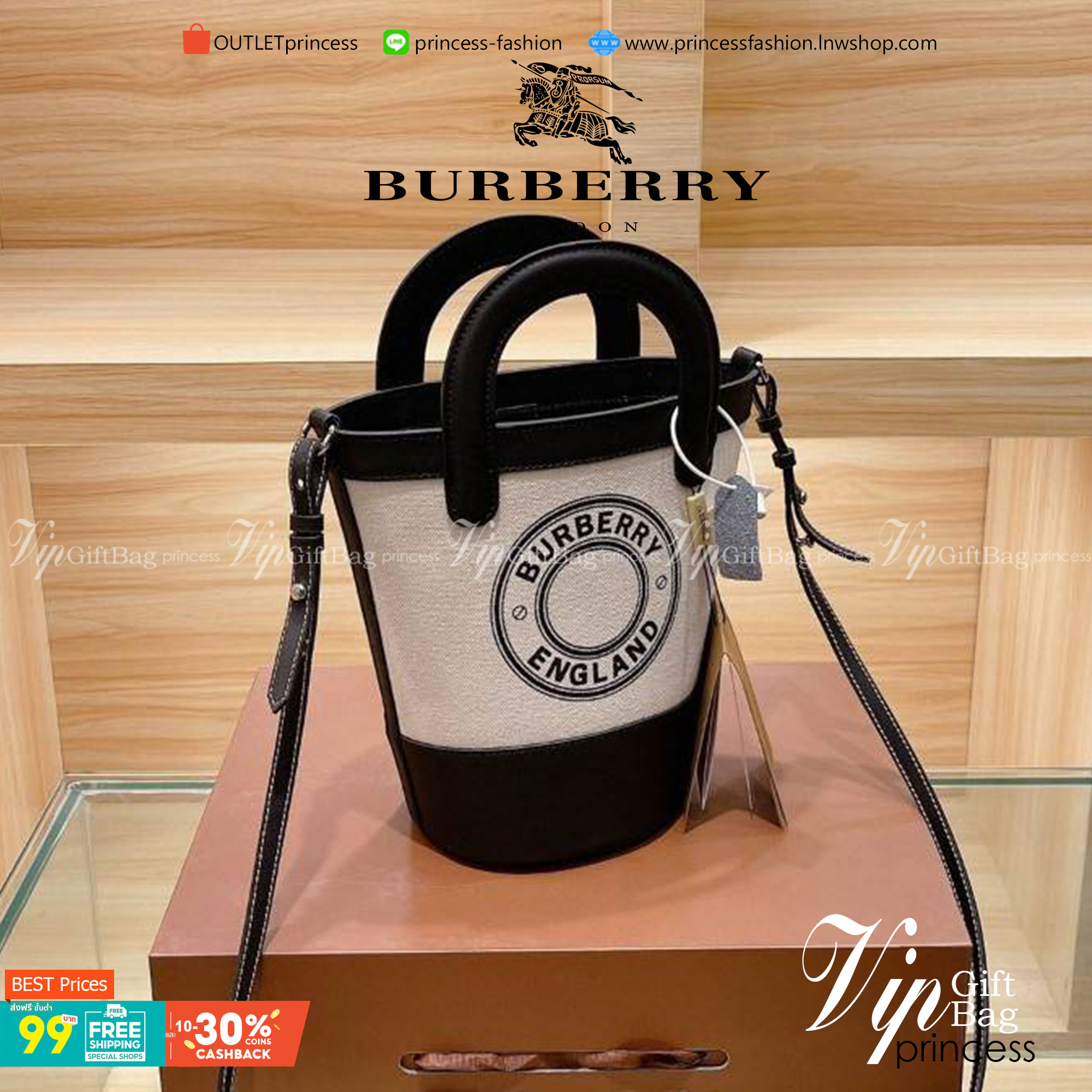 BURBERRY MINI CANVAS CROSSBODY BAG *งานหรูมาก 👑👑 สินค้าพรีเมียมกิ้ฟท์เคาเตอร์น้ำหอมต่างประเทศ กระเป๋าทรง CROSSBODY ใบขนาดกำลังดี *ผ้าแคนวาสคาดหนังวัวแท้ อะไหล่ทอง ปักโลโก้แบรนด์ด้านหน้า ด้านในเปิดปิดด้วยกระดุมคาด สามารถใส่กระเป๋าสตางค์สั้น