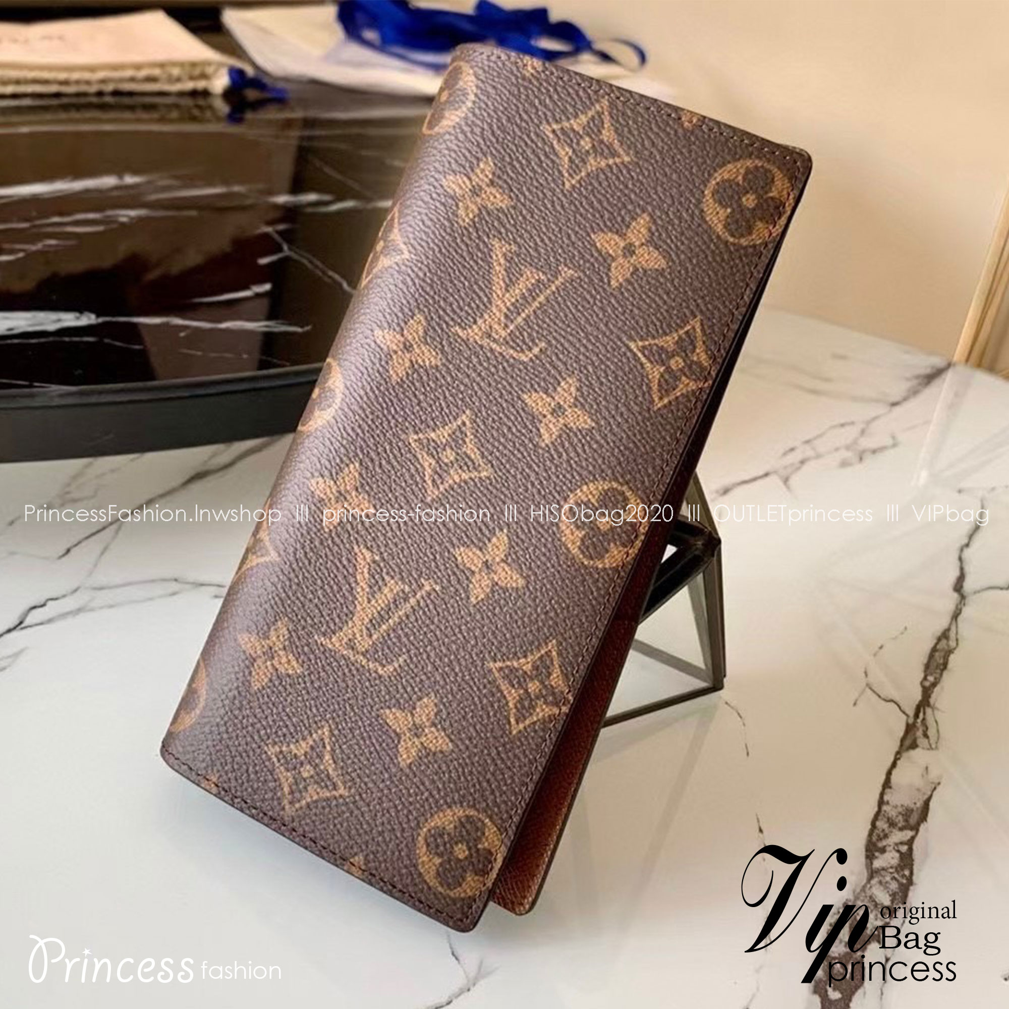 LV Brazza wallet monogram กระเป๋าสตางค์ใบยาว หนังแท้ เกรดท็อปออริ เกรดดีสุด 1:1 ใช้งานต่างประเทศได้