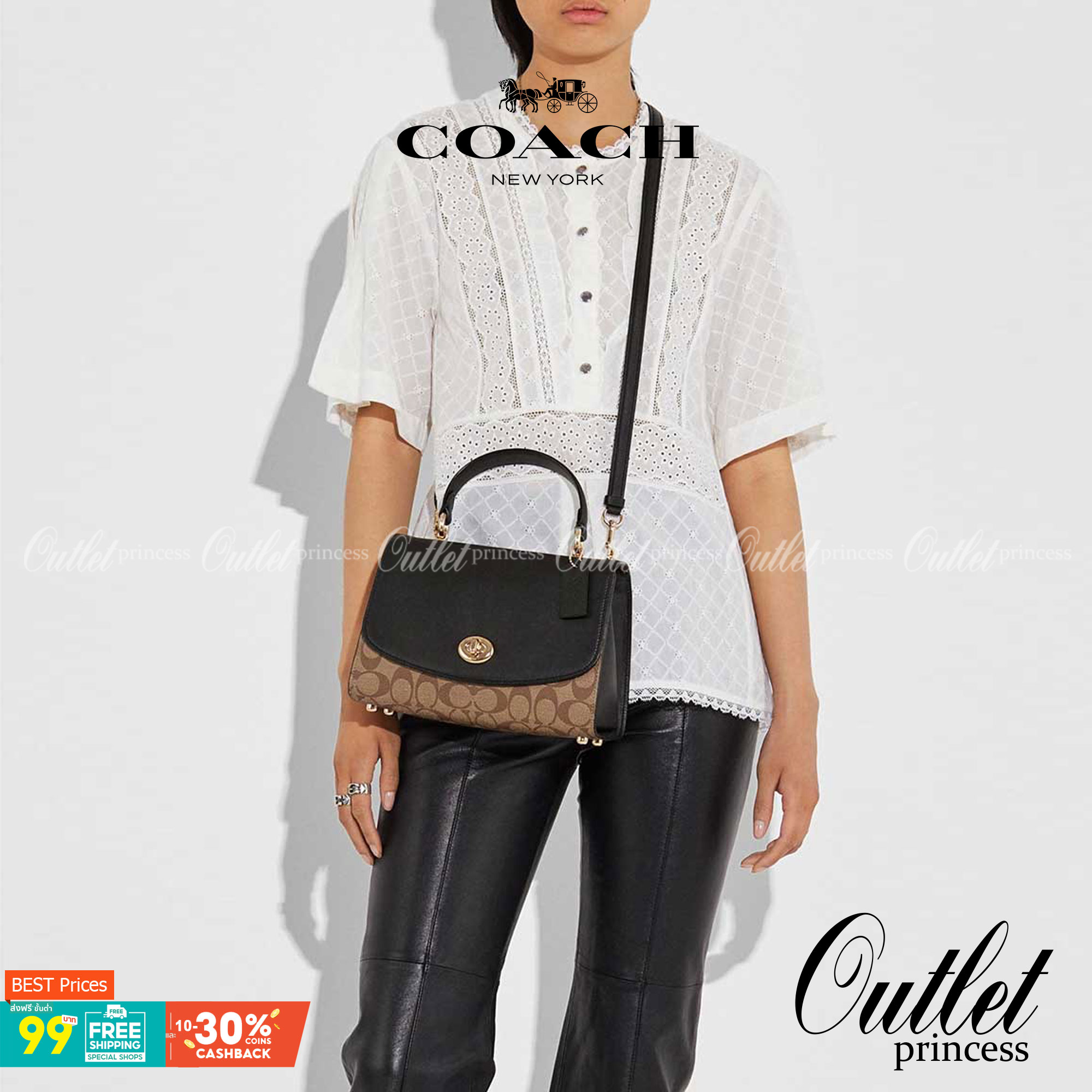 สวย หรู ดูดี รุ่นนี้กัยเลยค่า!! COACH TILLY TOP HANDLE SATCHEL IN SIGNATURE ((76620)) พร้อมส่งความสวย ห้ามพลาดค่ะ! กระเป๋าหิ้ว//คล้องมือ//สะพายข้างได้ ทรงสวย หนังแท้เรียบ+ลายCได้สวยงามค่ะ เปิดปิดกระเป๋าแบบหมุนล็อค ภายในมีช่องหลักใส่ของ2ช่อง สามารถใส่กระเป