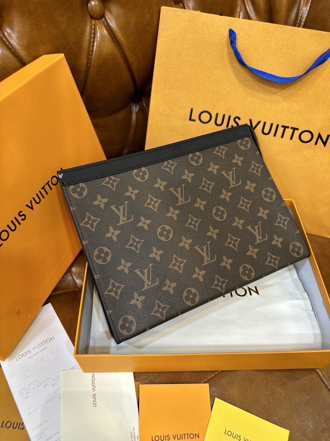 LV Pochette Voyage MM / LV Clutch กระเป๋าถือทรงคลัช ทรงพอช เกรดออริ สลับแท้ 1:1 ใช้ต่างประเทศได้ ใช้ได้ทั้งชายหญิง