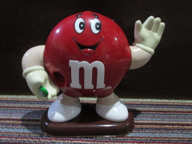 Vintage 1991 M & M's Brand M & M's Red Chocolate Candy Dispenser Figure Toy ของเล่นของสะสมมือสอง