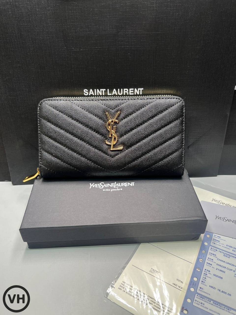 ORI หนังแท้ | YSL zip around wallet / YSL Long Wallet กระเป๋าสตางค์ใบยาวซิปรอบ 🤍 เกรดออริจินอล