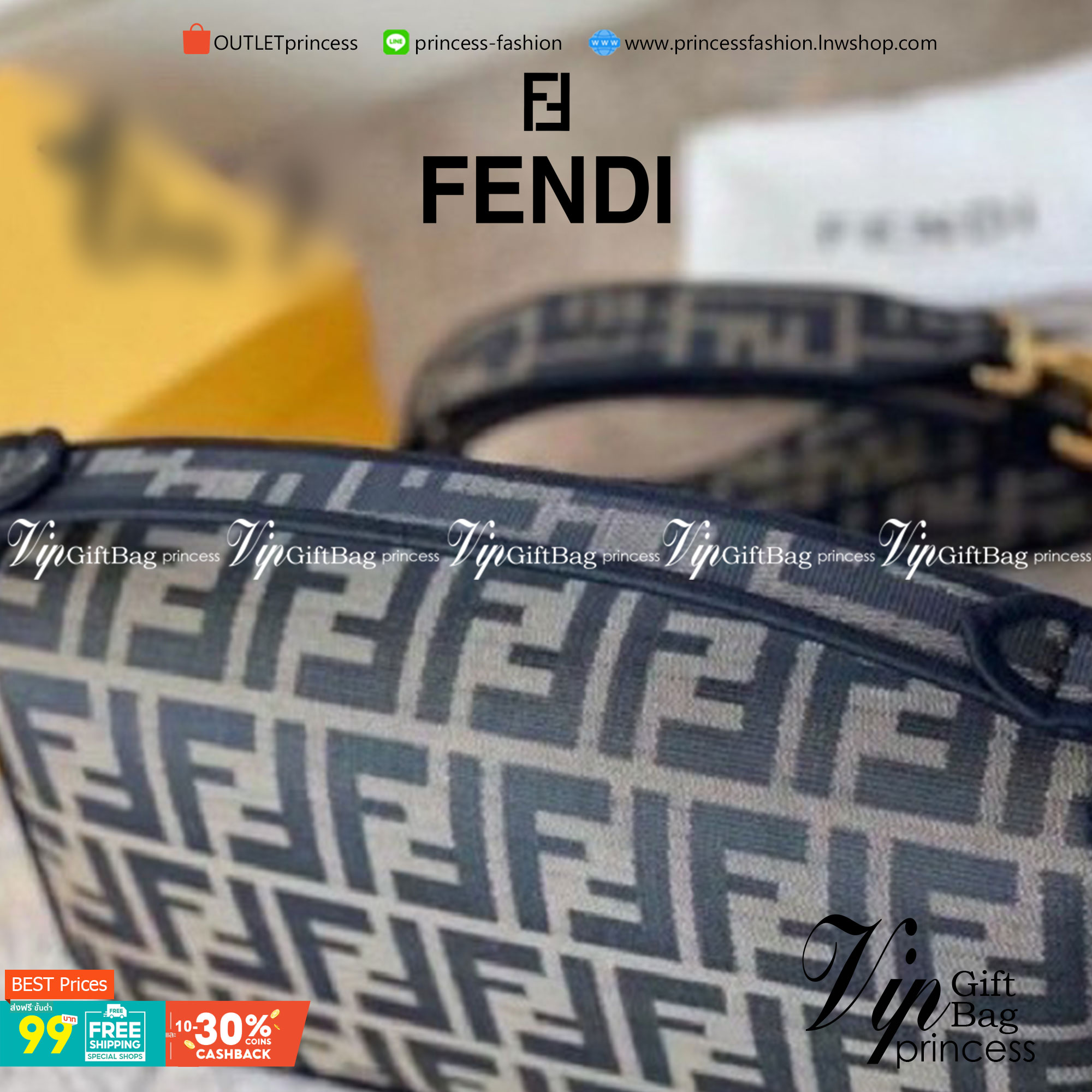 VIP 】FENDI VINTAGE BAGUETTE SHOULDER BAG 2size กระเป๋าสะพายทอลายโมโนแกรม อะไหล่ทองหรูหรา มี 2 ขนาด ทนทาน มาพร้อมสาย 2 แบบ สำหรับคล้องแขน และสายครอสบอดี้ เปิด-ปิดด้วยกระดุมแม่เหล็ก ภายในเป็นช่องโล่ง ใส่โทรศัพท์ พร้อมเสิร์ฟความสวยให้ถึงบ้านจ้า วัสดุผ้าทอลาย