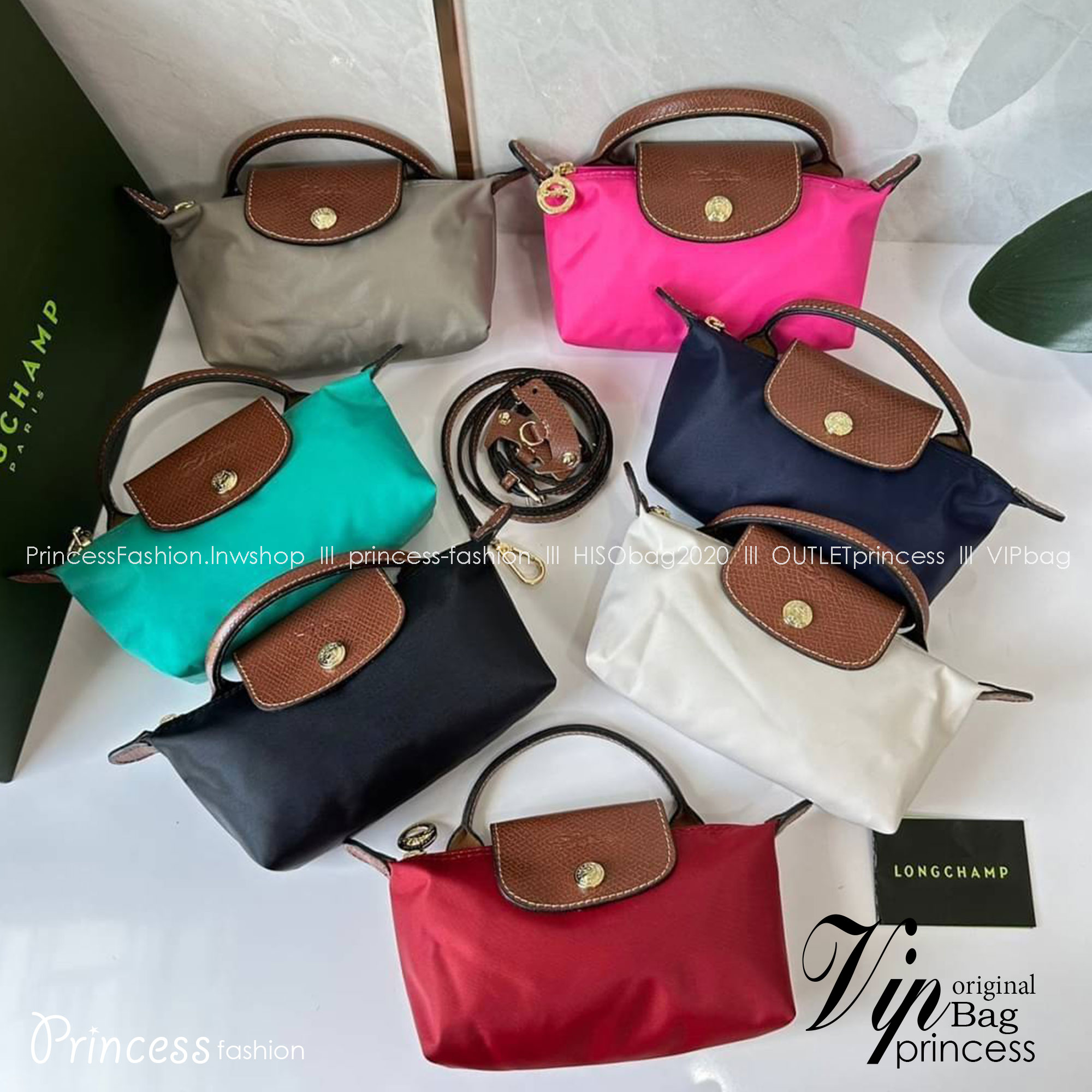 LONGCHAMP LE PLIAGE ORIGINAL Pouch with handle กระเป๋าใบเล็กขนาดกระทัดเหมาะกับใส่ของจำเป็นจุกจิก กันน้ำได้ พร้อมส่ง