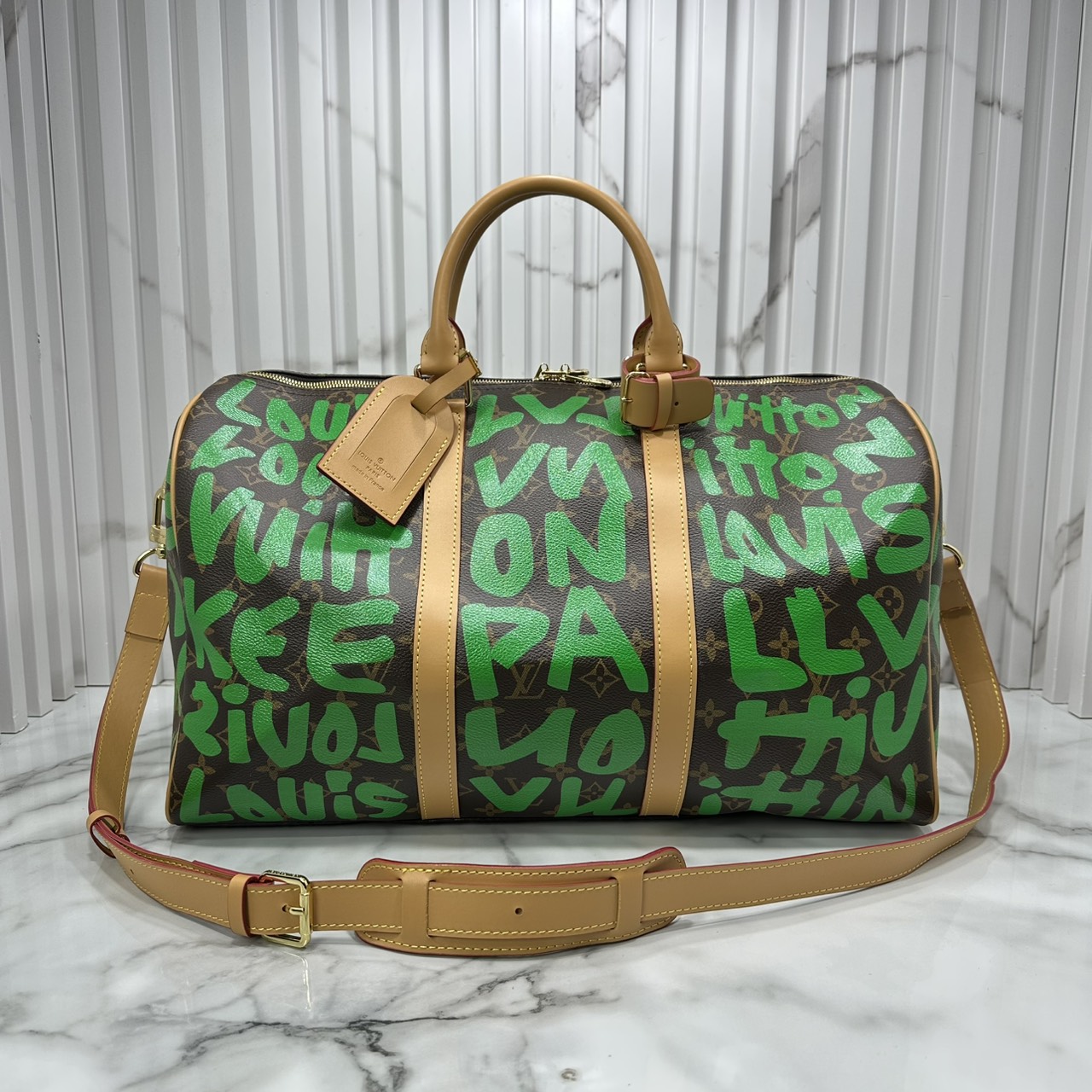 ORI หนังแท้ | LV Stephen Sprouse Graffiti Keepall 42cm กระเป๋าสะพายทรงคีฟออลใบใหญ่ ลวดลายตัวอักษรกราฟฟิกเต็มใบ