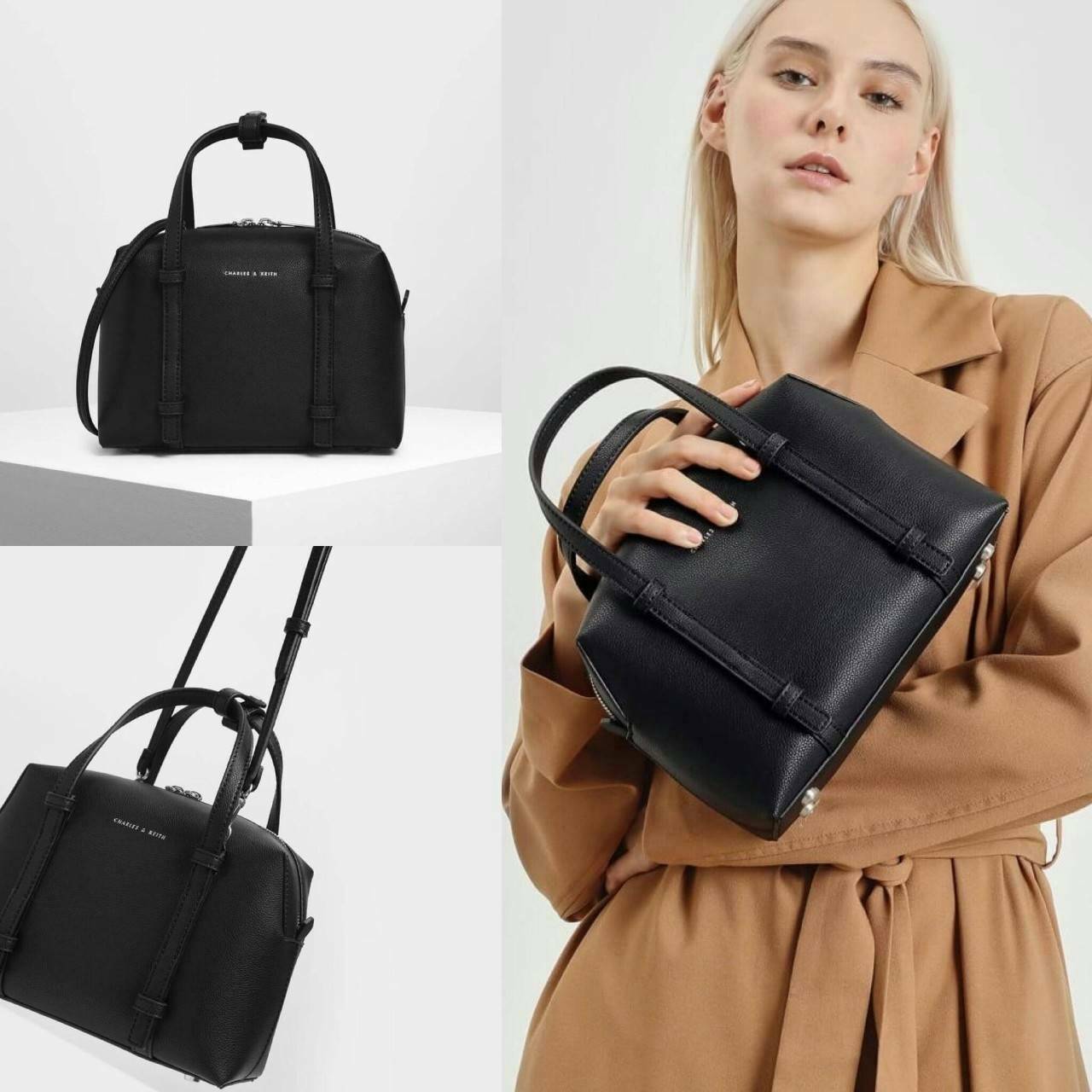 New!! CHARLES & KEITH BOWLING BAG รุ่นใหม่พร้อมส่งชนช็อปค๊า!!! กระเป๋าถือ/สะพายอยู่ทรงสวย ทรงโบวริ่งใบน่ารัก มีหมุดรองฐานทั้ง 4 มุม เปิดปิดด้วยซิปคู่ด้านบน ด้านในมีช่องซิป 1 ช่อง เห็นใบแค่นี้แต่จุของได้เพียบนะคะ:) ใส่กระเป๋าเงินใบยาวได้, iPhone plus , iPa