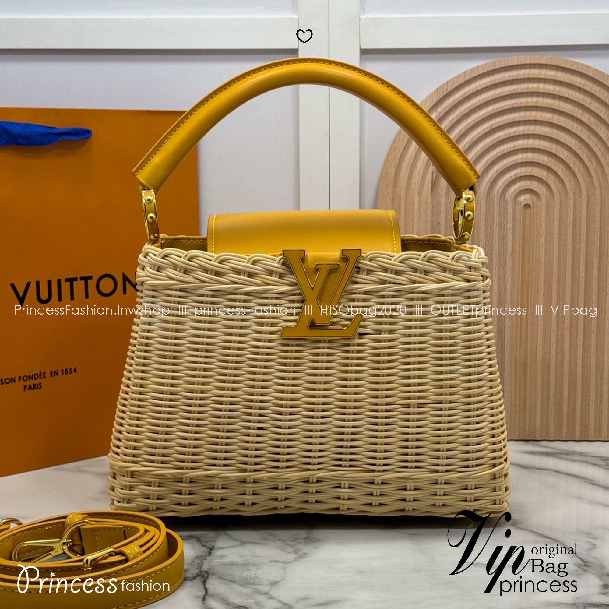 LV Wicker Capucines BB Bag / LV Capucines BB braided rattan Bag กระเป๋าถือพร้อมสายสะพายทรงบัคเก็ตสานขึ้นรูปสวยงามตามรูป เกรดออริ เทียบแท้ 1:1 ใช้งานต่างประเทศได้