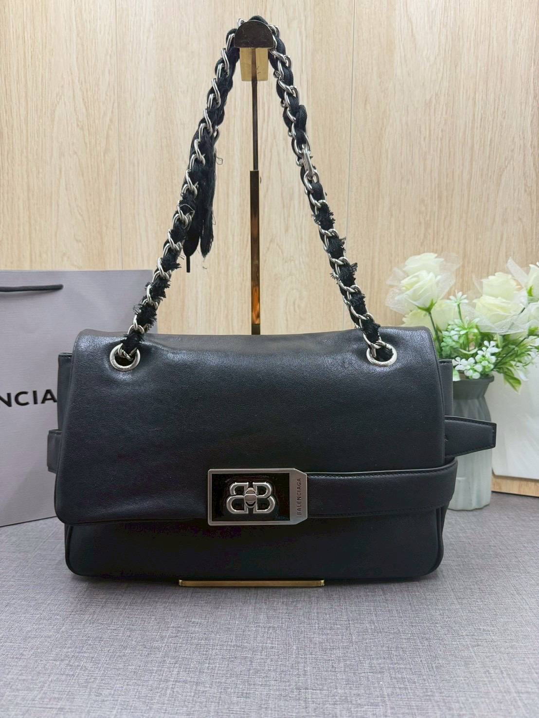 ORI หนังแท้ | Balenciaga Modu Shoulder Leather Bag / Modu Tote Bag 30cm กระเป๋าสะพายทรงโท้ท ดีไซน์ใหม่สวยเก๋ตามแบบฉบับแบรนด์