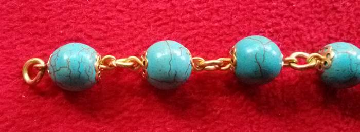 สร้อยข้อมือทองเหลืองหินเทอร์ควอยส์สีฟ้า(มีโชค)ค่ะ