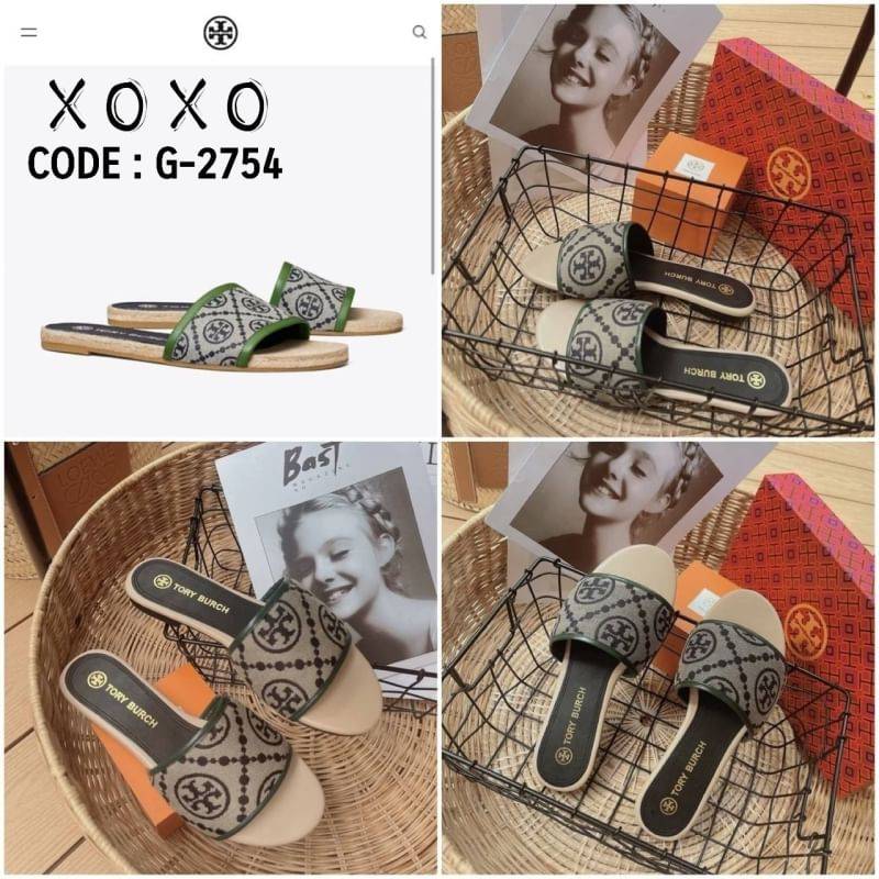 Tory Burch Sandals แตะสวม งานผ้าทอปักแบรนด์ ชนช้อป งานสวย เรียบร้อย สวยเกินราคาขายมากคะ สวมใส่ง่าย ใส่สบาย แมทส์ชุดง่าย น้ำหนักเบา