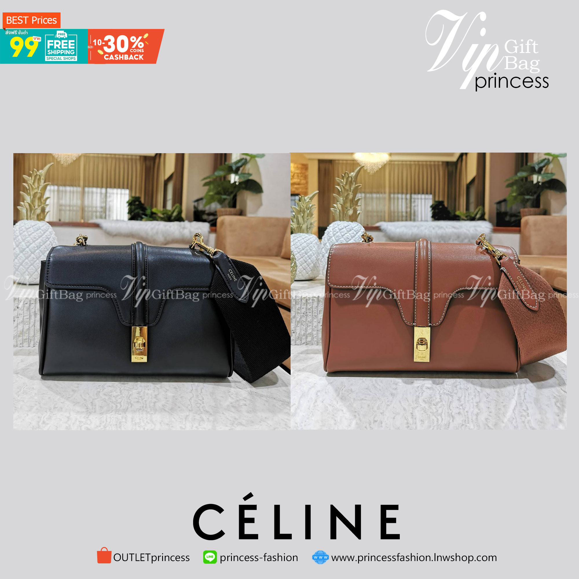 CELINE TRIOMPHE CROSSBODY BAG SMOOTH CALFSKIN VIP GIFT WITH PURCHASE-GWP พรีเมี่ยมกิ๊ฟ Limited Edition จาก CELINE PERFUME DUTY FREE COUNTER วัสดุ หนังแท้ CALFSKIN ดีไซน์สวยหรูสุดคลาสสิคหนังเรียบสวยอยู่ทรงเปิดปิดด้วยฝาปิดล๊อคบิดโลโก้แบรนด์อะไหล่ทองวิ้งๆภาย