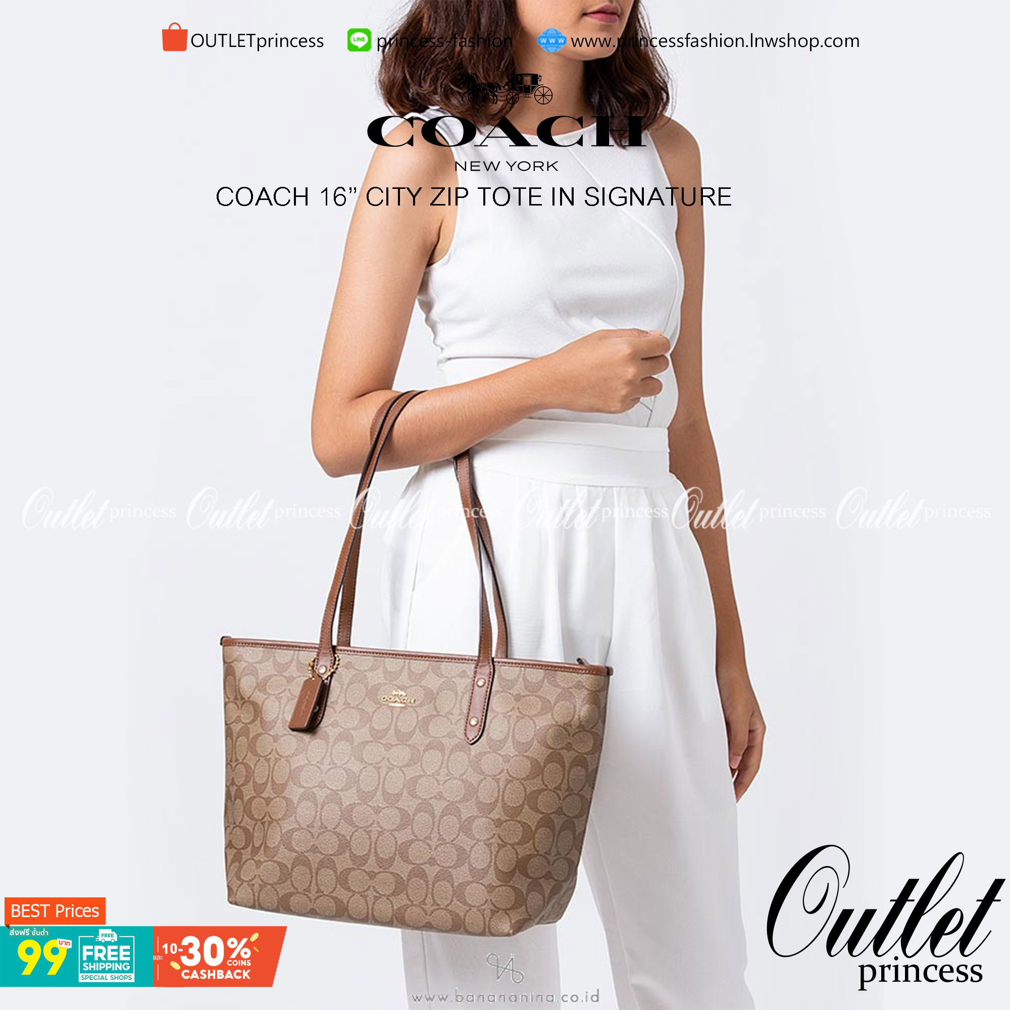 OUTLET 】COACH F58292 CITY ZIP TOTE IN SIGNATURE 16" รุ่นขายดี!! ไซส์ใหญ่ สีสวยมาให้แบบจัดเต็ม!! กระเป๋าถือทรงโท้ทใบใหญ่ สวยน่าใช้ทุกสี สะพายคล้องไหล่ได้เก๋ๆ จุของแน่นๆไปเลยจ้า!! วัสดุหนังแคนวาสคุณภาพ ปากกระเป๋าเปิด-ปิดด้วยซิป กันของหล่นได้ ถือไปไหนก็