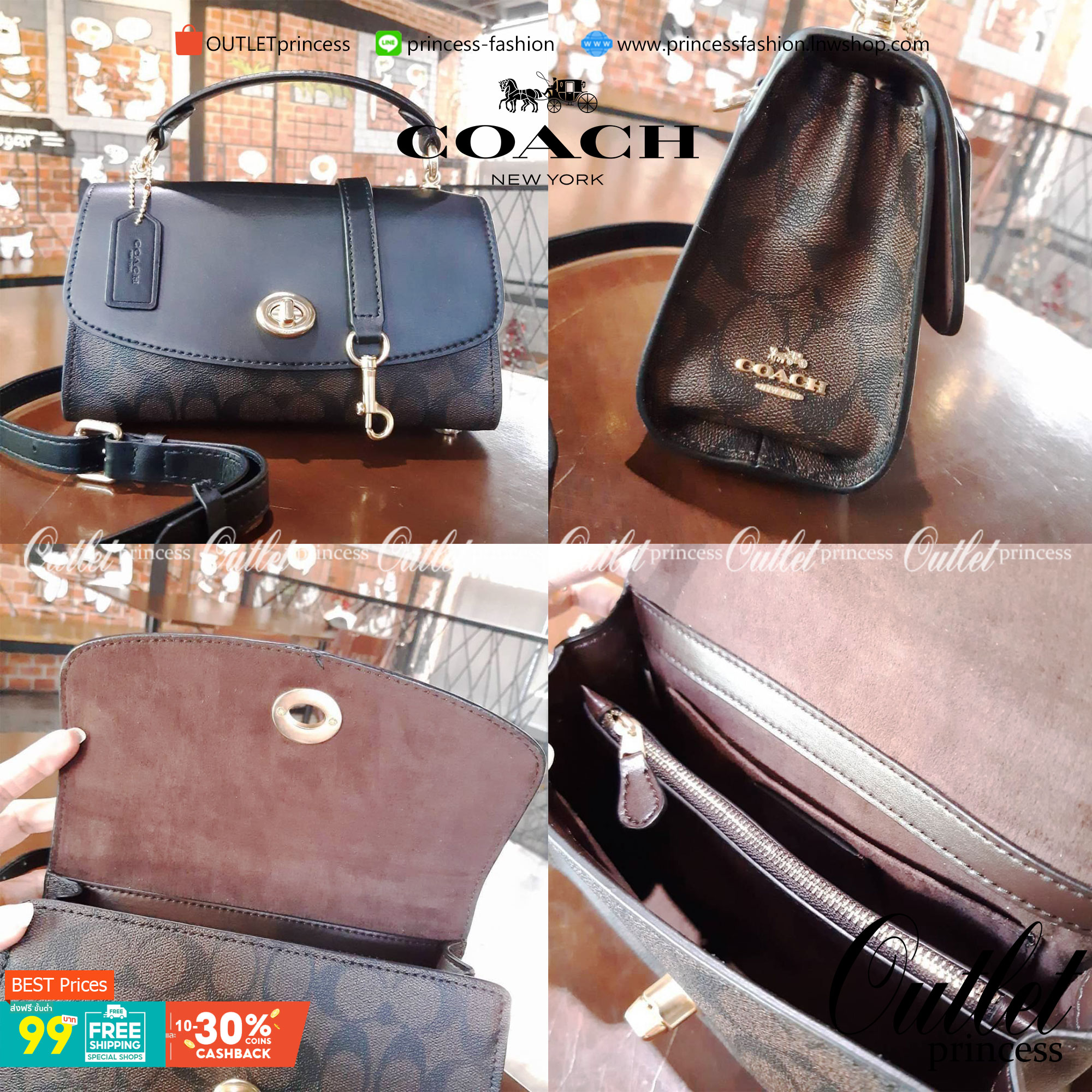 COACH TILLY SATCHEL 23 IN SIGNATURE CANVAS ((C1802//C1439/C1435)) กระเป๋า crossbody สวยหรู ขนาดใหม่ พร้อมสีมาใหม่!! ดีไซน์ย้อนยุค วัสดุหนังแคนวาสเคลือบลายสลับหนังแท้ มาพร้อมหูจับในตัว และสาย crossbody ปรับได้ตามตัว เปิด-ปิดด้วยตัวบิดล็อค ภายในโล่ง บุกำมะห