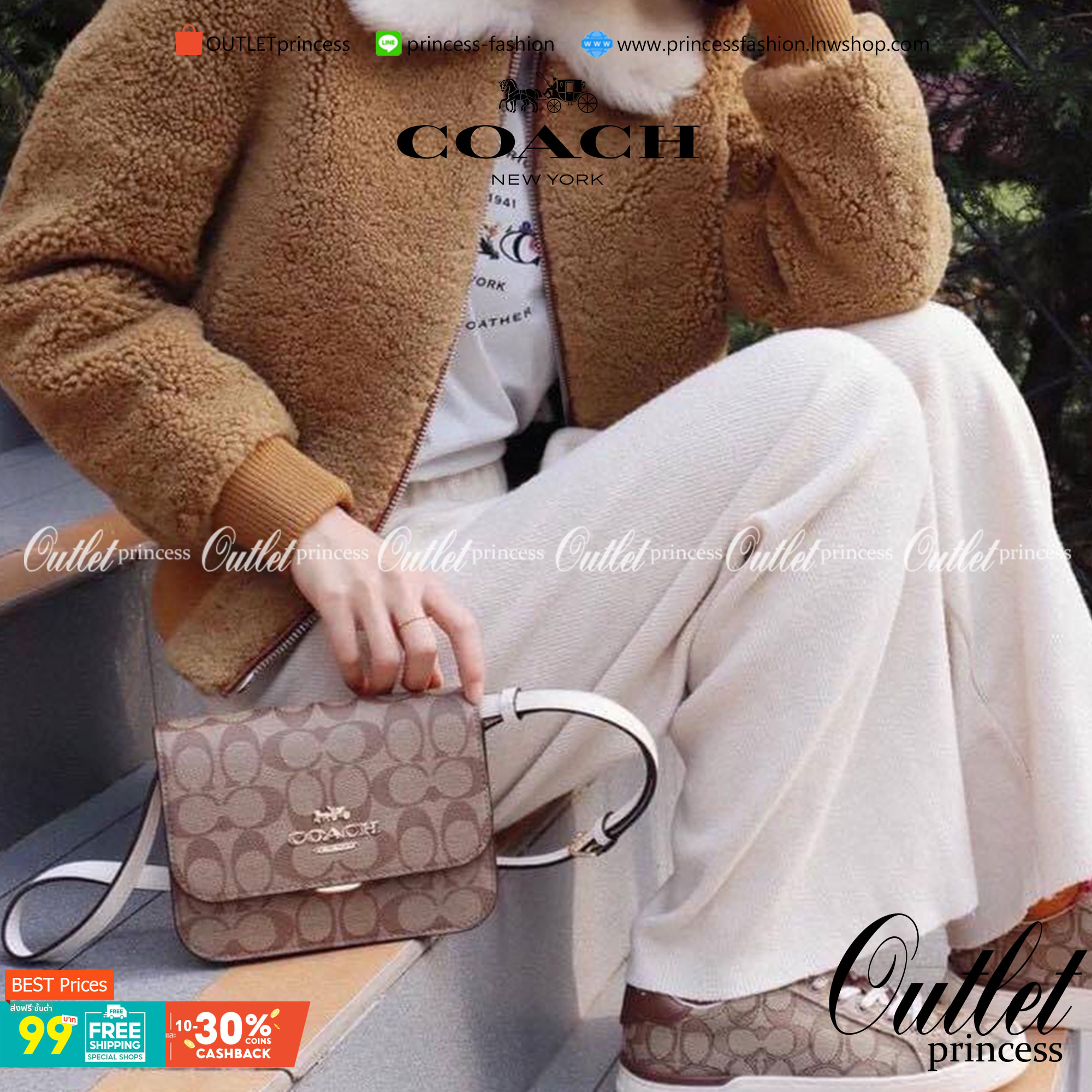 COACH MINI BRYNN CROSSBODY IN SIGNATURE CANVAS (COACH C5592)🍁สวยหรูหรา น่ารัก ด้วยลุคคุณหนู เกินเบอร์มาก!!//กระเป๋าถือ กระเป๋าสะพาย ลุคเก๋ ไซร์มินิ จะถือเป็นครัชแบบเลิศๆ หรือสะพายเป็นครอสบอดี้สุดชิลๆก็รอด// วัสดุหนังแคนวาสคุณภาพ ตกแต่งดีเทลหรูด้วย