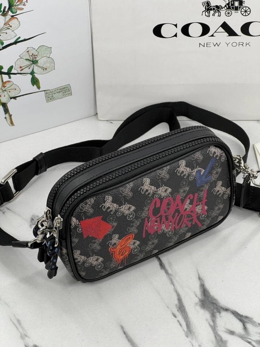 COACH CROSSBODY POUCH WITH HORSE AND CARRIAGE PRINT (F84639) พร้อมส่งที่ไทย