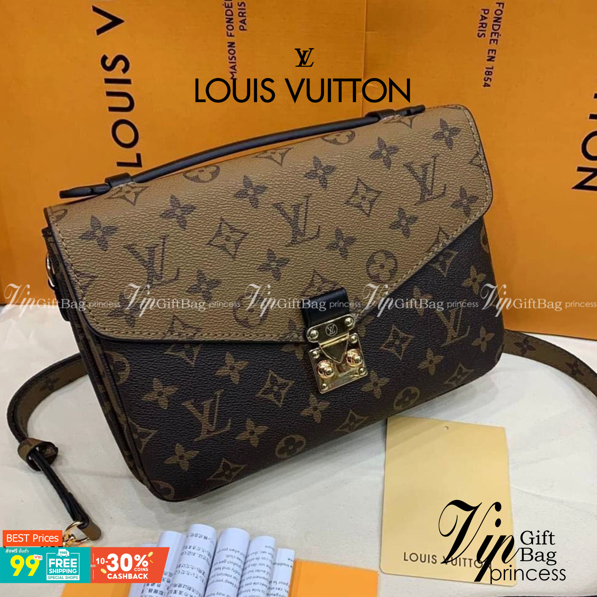 หนังแท้ LOUIS VUITTON POCHETTE MÉTIS พร้อมส่งที่ไทย 2Colors MONOGRAM REVERSE