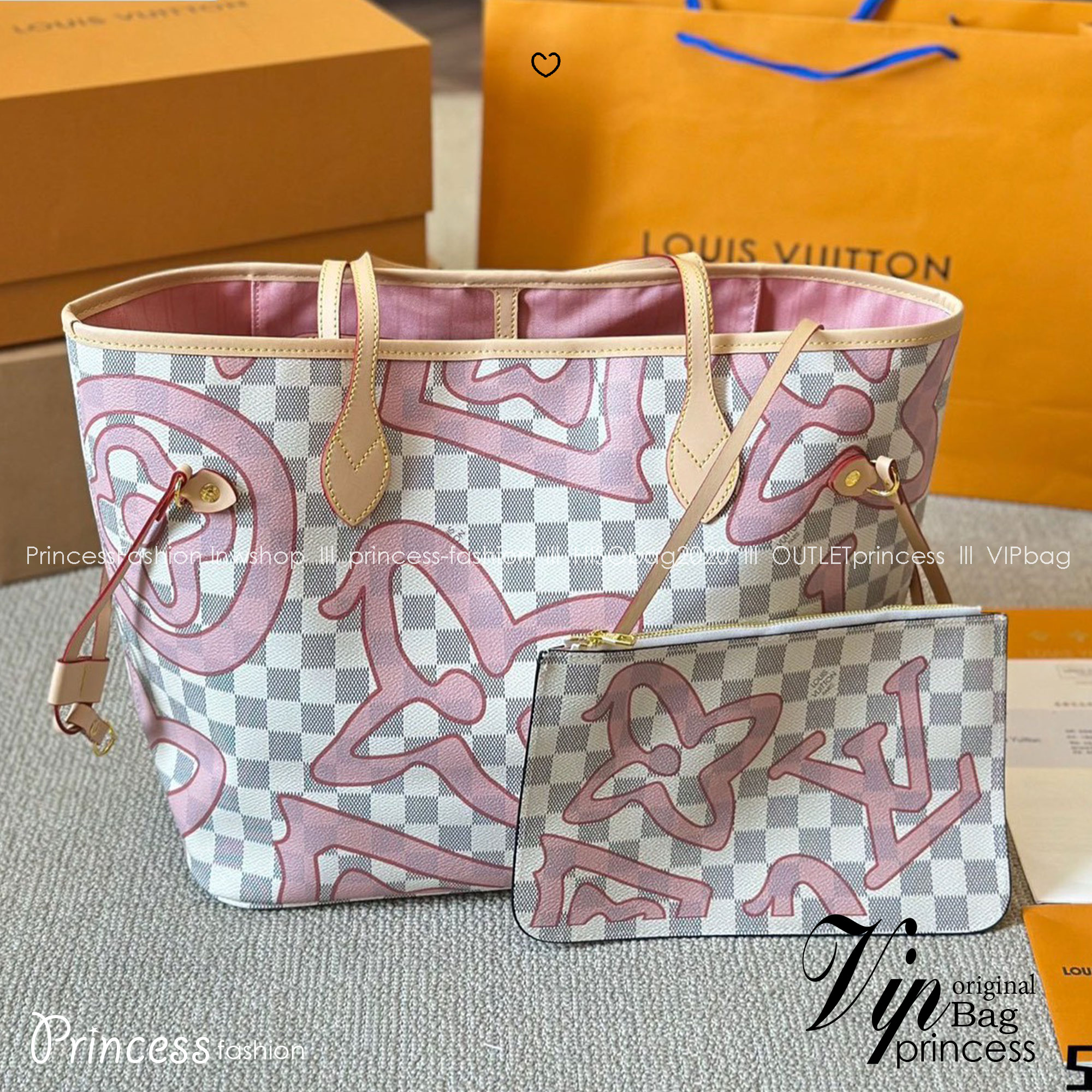 LV Neverfull MM Tahitienne Damier Azur / Capri Monogram กระเป๋าทรงโท้ทใบใหญ่ ดีไซน์ใหม่ สีสันลวดลายโดดเด่นไม่ซ้ำใคร แต่งแต้มลงบนกระเป๋าสร้างดีเทลให้ดูมีมูลค่าเพิ่มขึ้น อัพลุคได้เลย