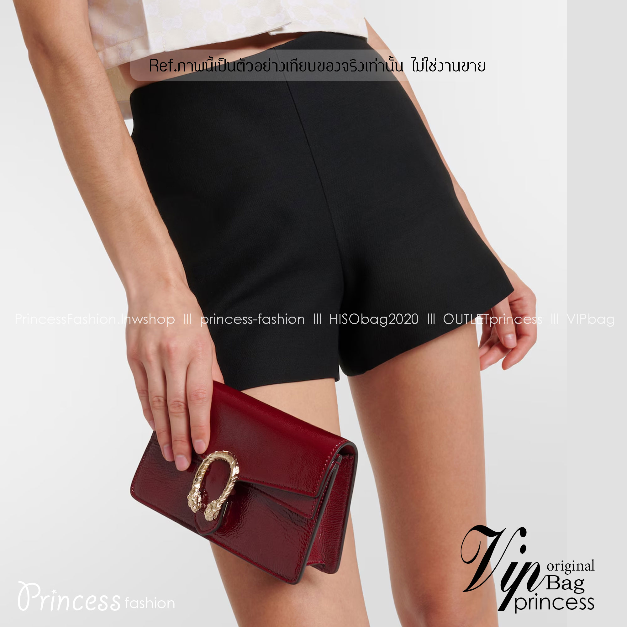 GUCCI DIONYSUS SUPER MINI BAG Patent Leather กระเป๋าสะพายหนังแก้ว เกรดออริ สลับแท้ 1:1 ใช้งานต่างประเทศได้