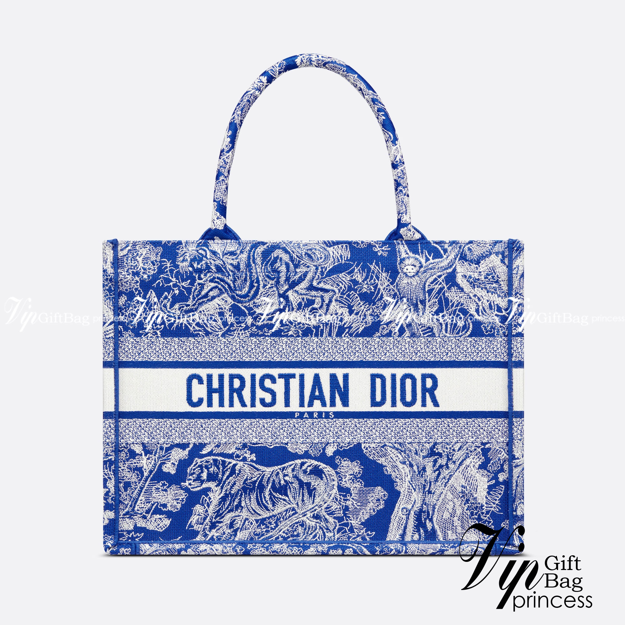 DIOR Book Tote Fluorescent Blue Toile de Jouy Reverse Embroidery เกรดออริจินอล ภาพสินค้าถ่ายจากงานขายจริงใช้งานต่างประเทศได้