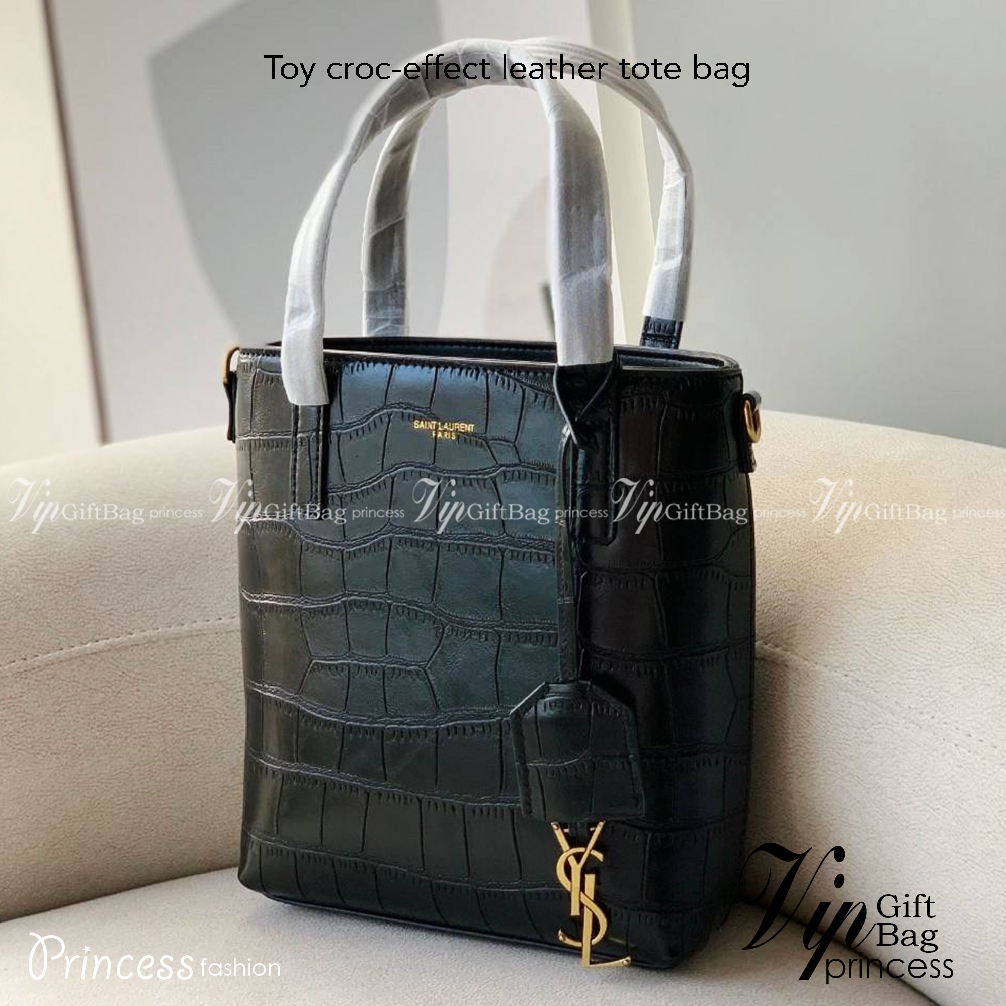 Large YSL CROC TOTE / YSL Toy croc-effect leather tote bag พร้อมส่งครบสองไซส์ *คู่ดูโอ้ สวยแบบตะโกนนน YSL BAG VIP วัสดุหนังสังเคราะห์ หนังนิ่มลายจรเข้เต็มใบ สวยหรูมาก
