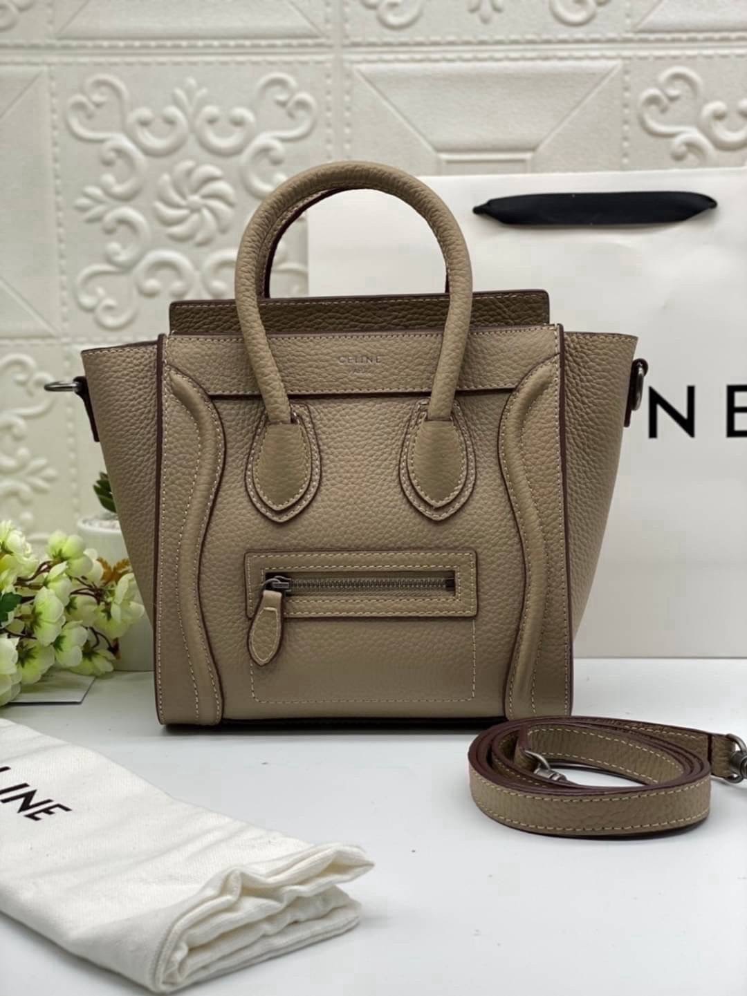 ORI หนังแท้ | Celine Luggage Tote Nano Bag20cm กระเป๋าสะพายทรงโท้ท ดีไซน์เป็นเอกลักษณ์ เรียบหรูดูแพง