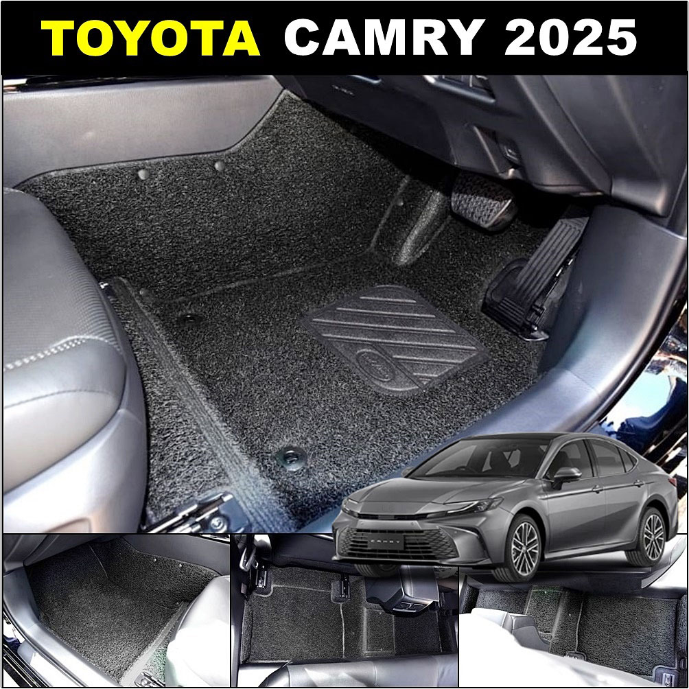 พรมดักฝุ่นไวนิล TOYOTA CAMRY 2025 พรมดักฝุ่นในรถยนต์ โตโยต้า แคมรี่ รีดขอบ สีดำ เข้ารูป เต็มคัน