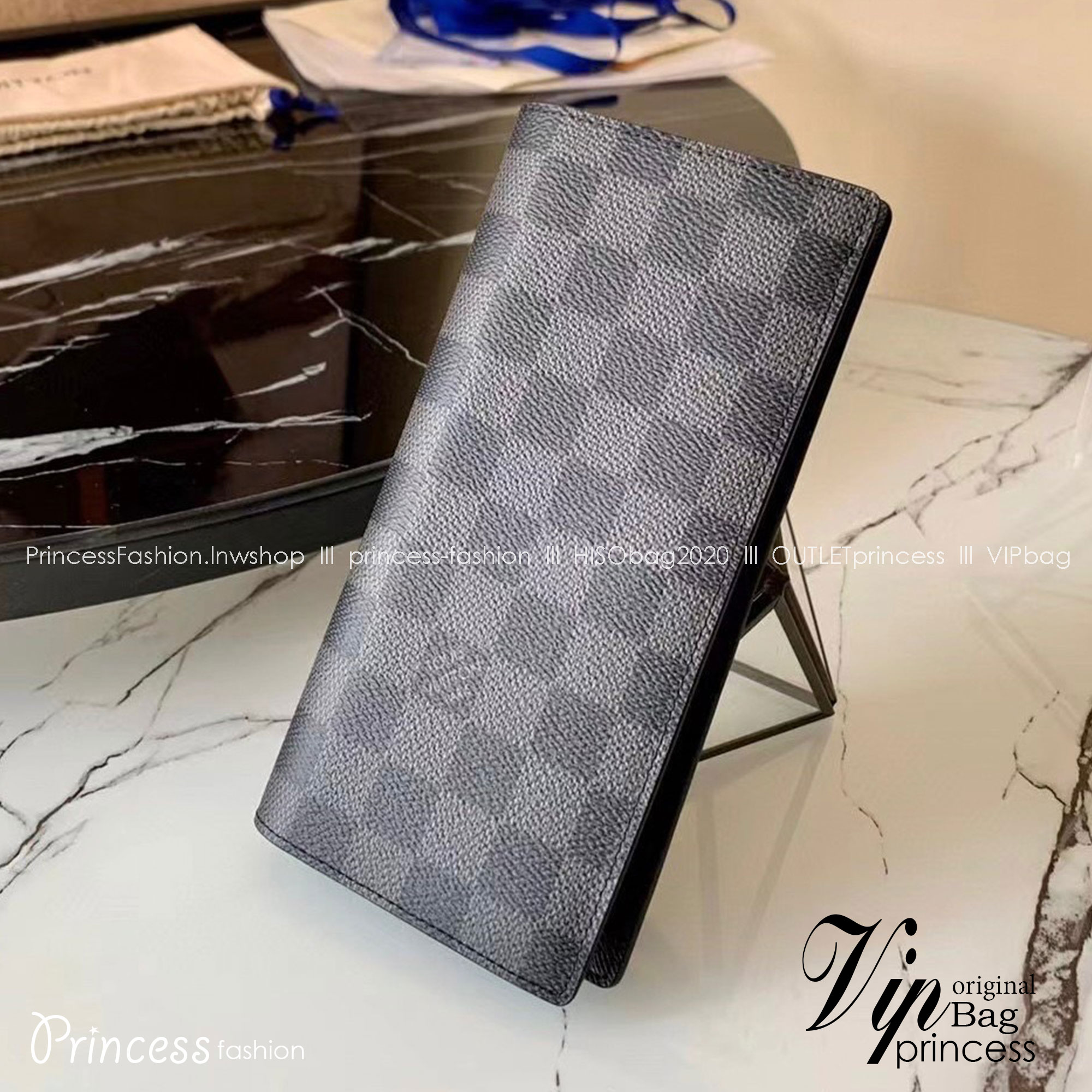 LV Brazza wallet Damier Graphite Canvas Black กระเป๋าสตางค์ใบยาว หนังแท้ เกรดท็อปออริ เกรดดีสุด 1:1 ใช้งานต่างประเทศได้