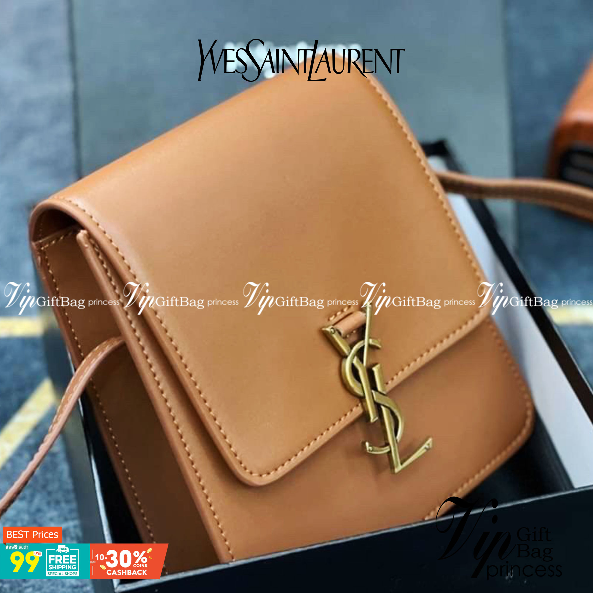 หนังแท้ YSL Yves Saint Laurent small leather shoulder bag กระเป๋าสะพายทรงเหลี่ยมแนวตั้งดีไซน์สวยหรูอยู่ทรงมีโลโก้แบรนด์ด้านหน้า อะไหล่ทองสวยหรู ภายในโล่งกว้าง สายสะพายหนังยาวปรับระดับได้ Rare items เด็ดๆแบบนี้ห้ามพลาด!